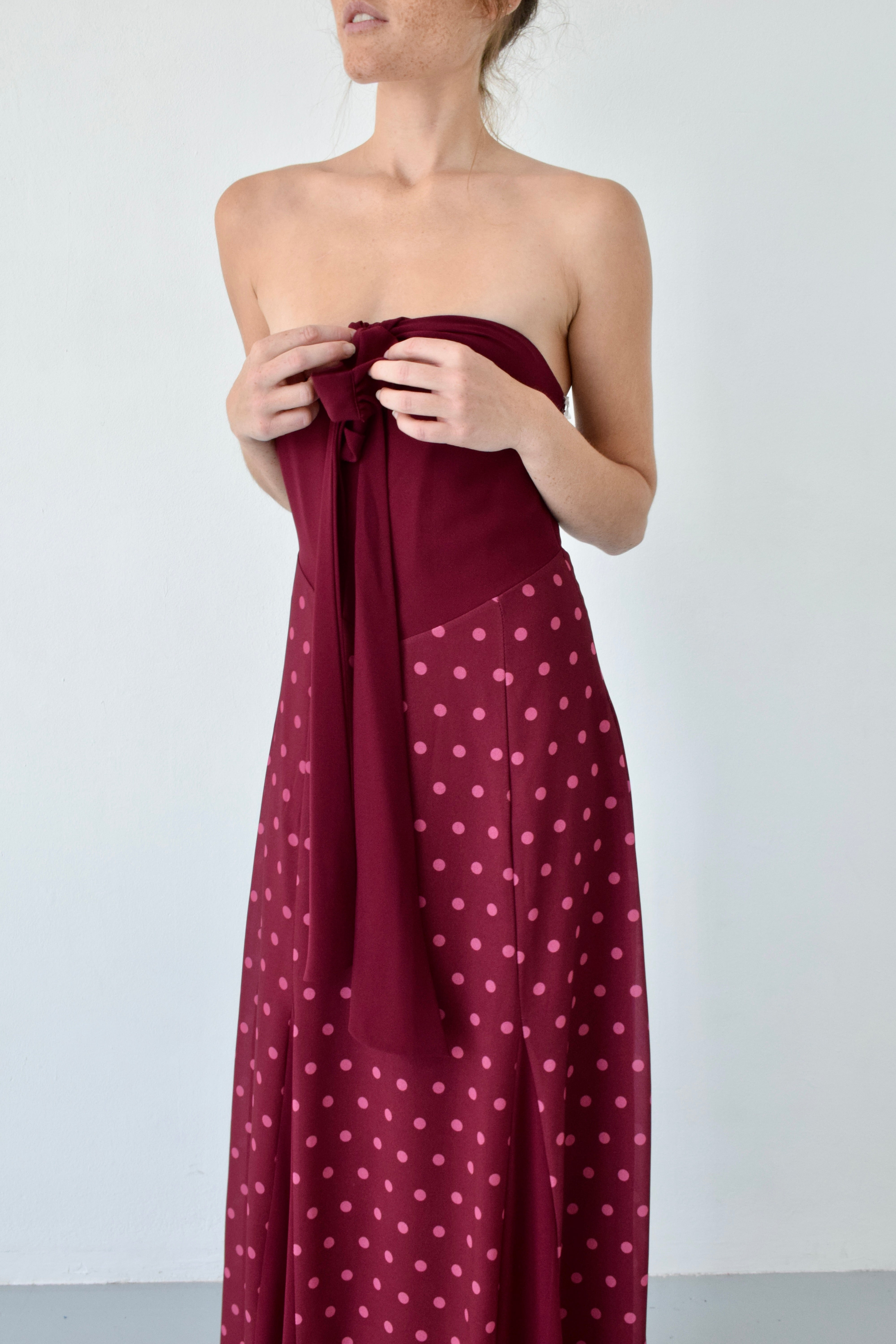 Vestido Kala Topos Burgundy