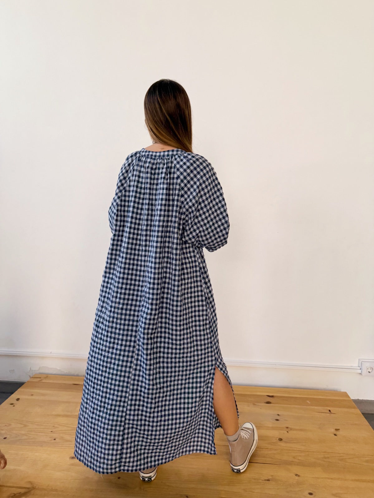 Vestido largo Matilde Vichy AZUL