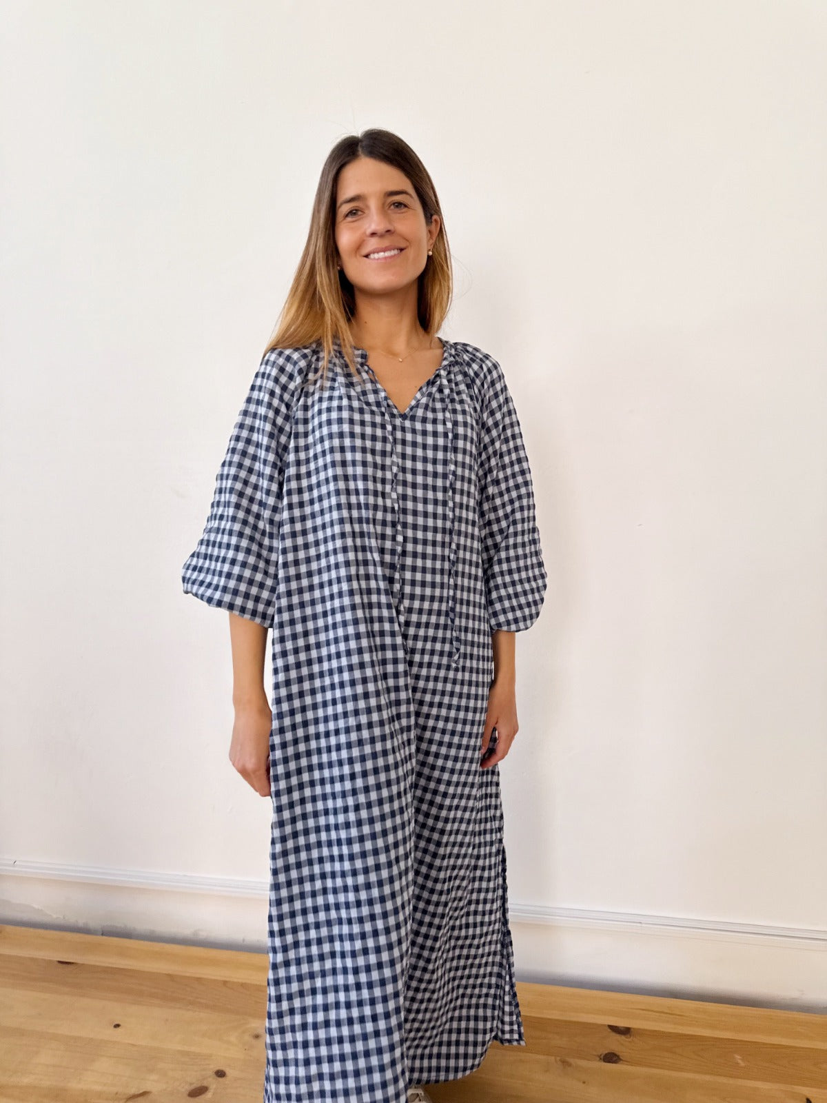 Vestido largo Matilde Vichy AZUL