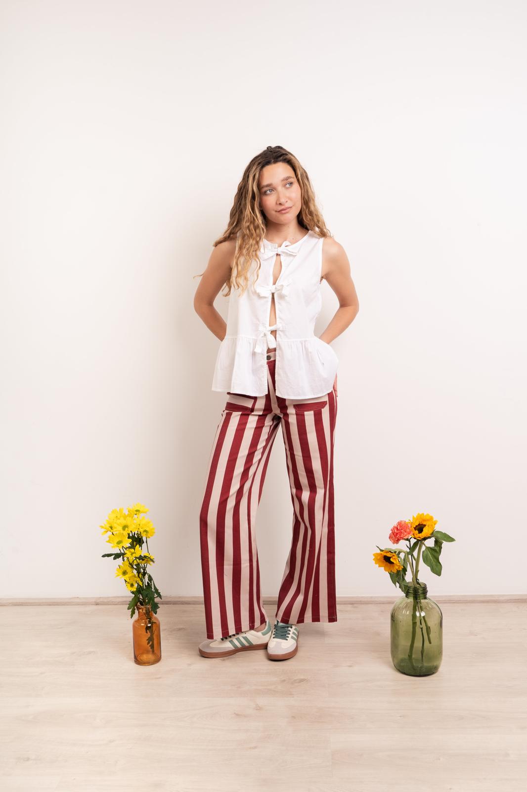 Valeria Burgundy Stripe Jeans
