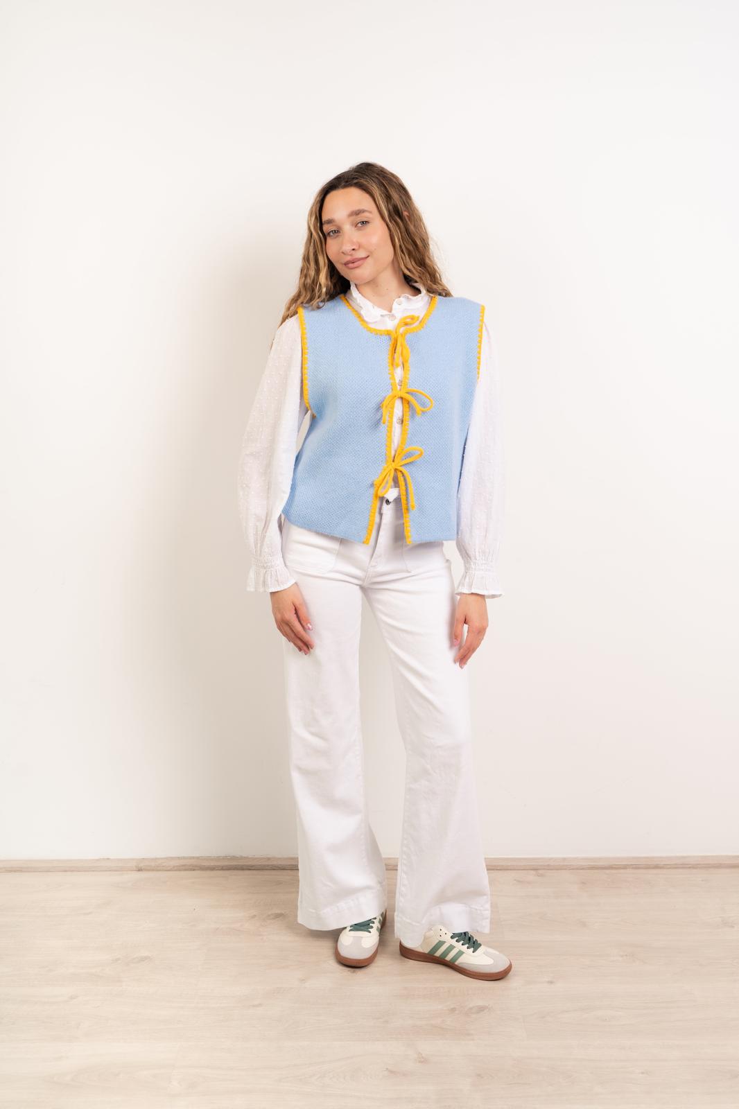 Light Blue and Yellow Knit Vest