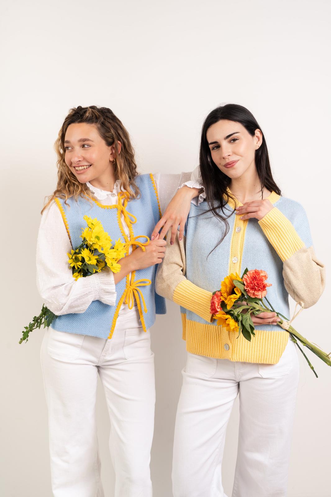 Light Blue and Yellow Knit Vest