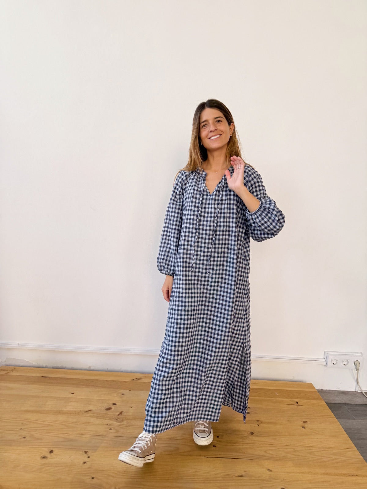 Vestido largo Matilde Vichy AZUL