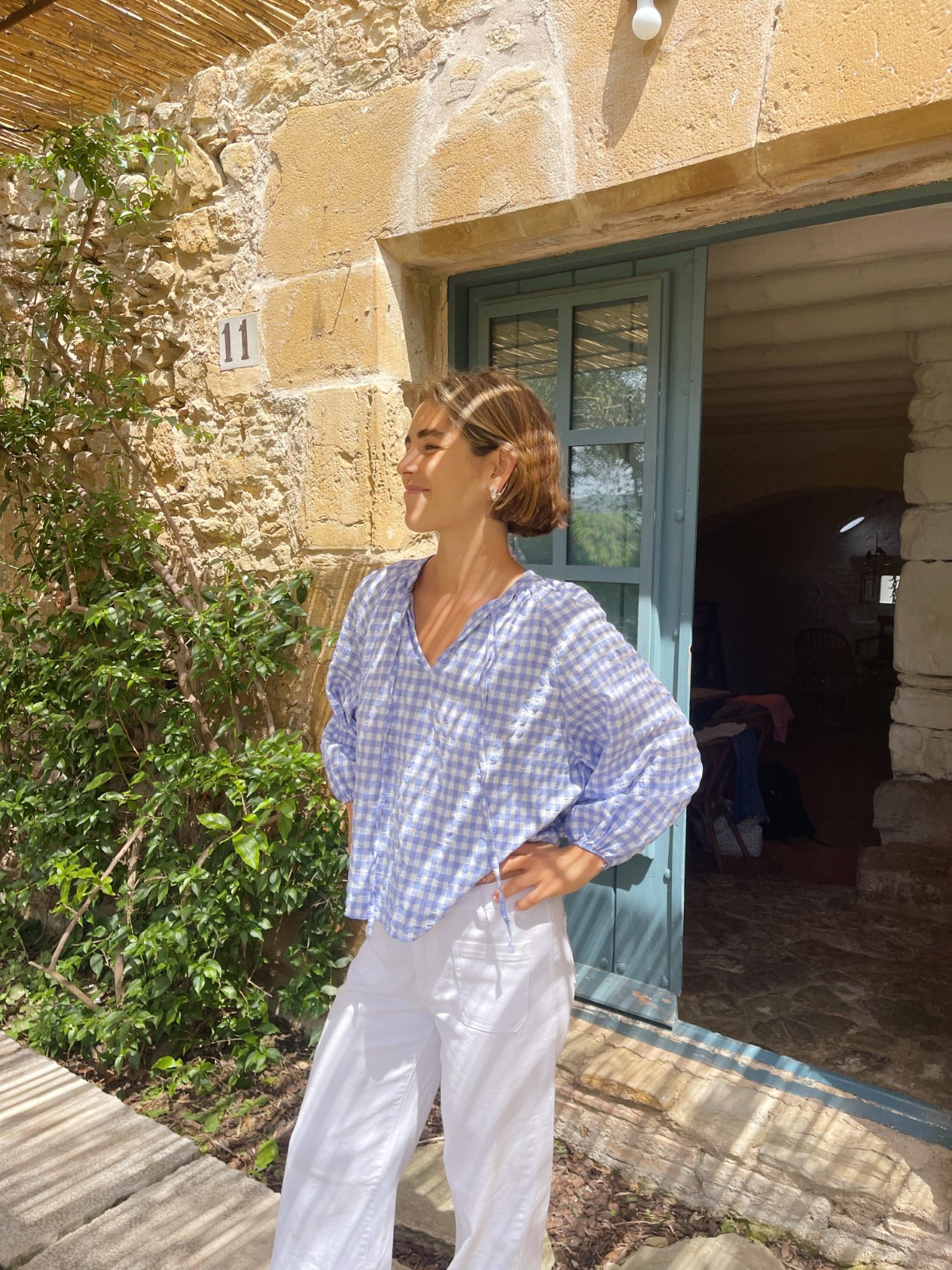 Blusa Matilde Vichy Celeste