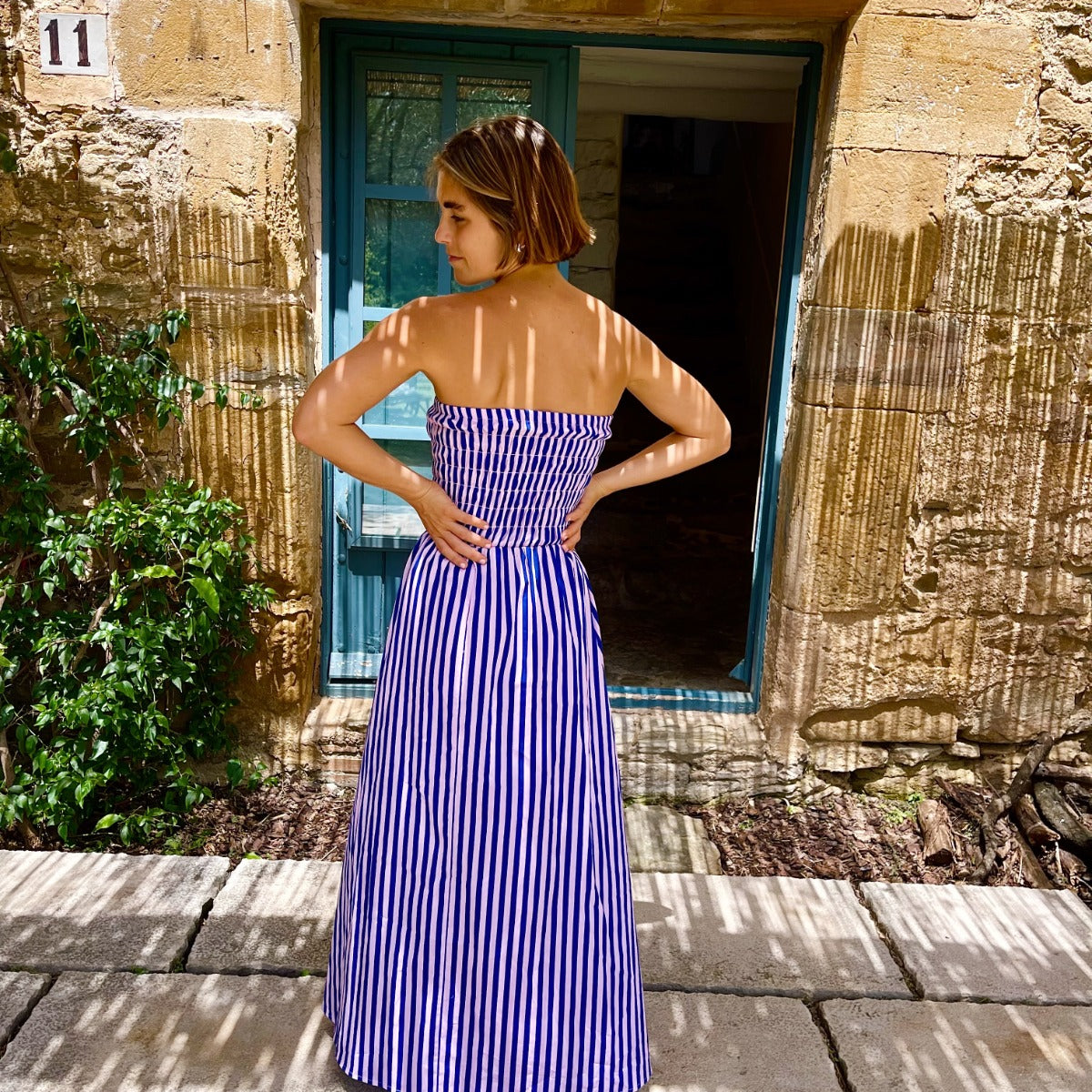 Emily Blue and Pink Striped Dress