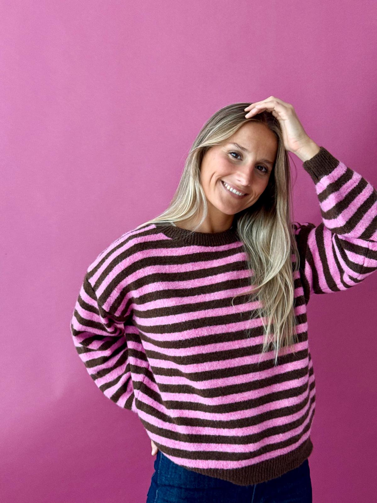 Pia Brown and Pink Sweater