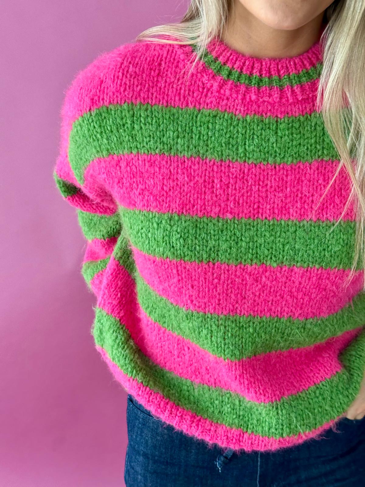 Aura Fuchsia and Green Sweater
