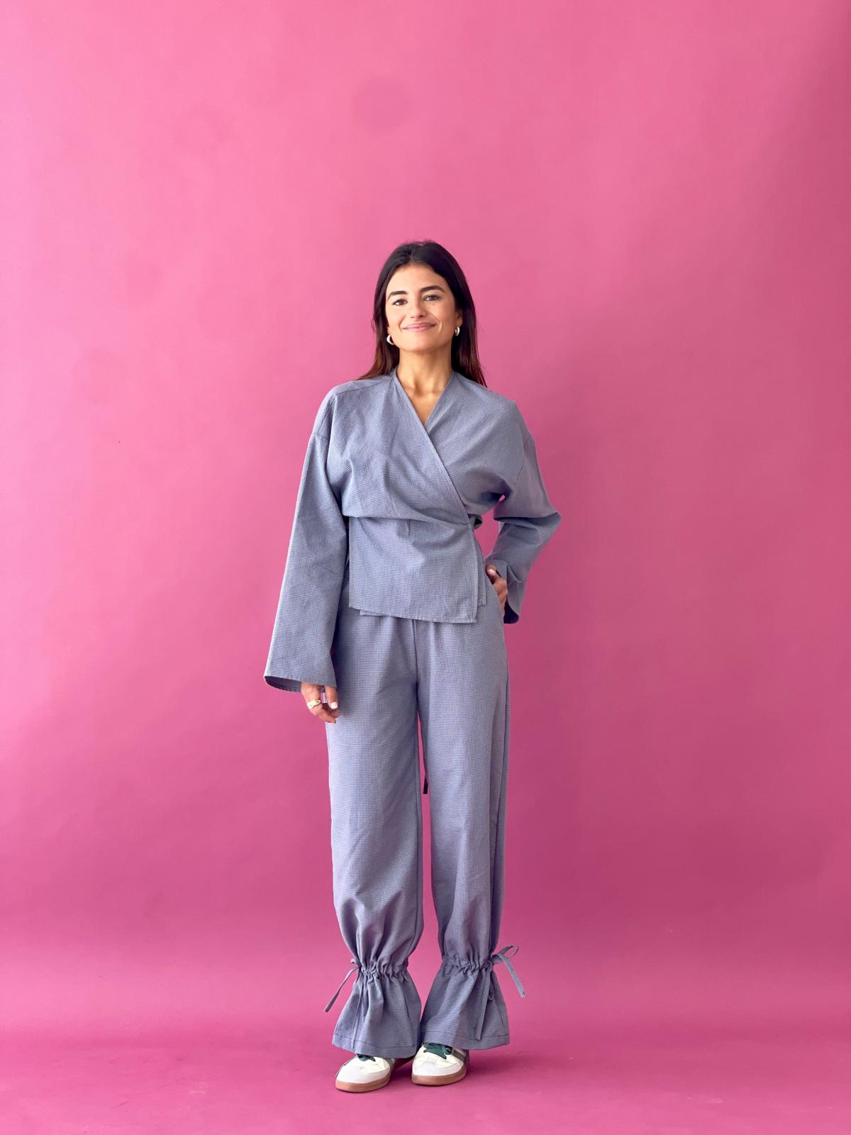 Alea Vichy Blue and Brown Pants