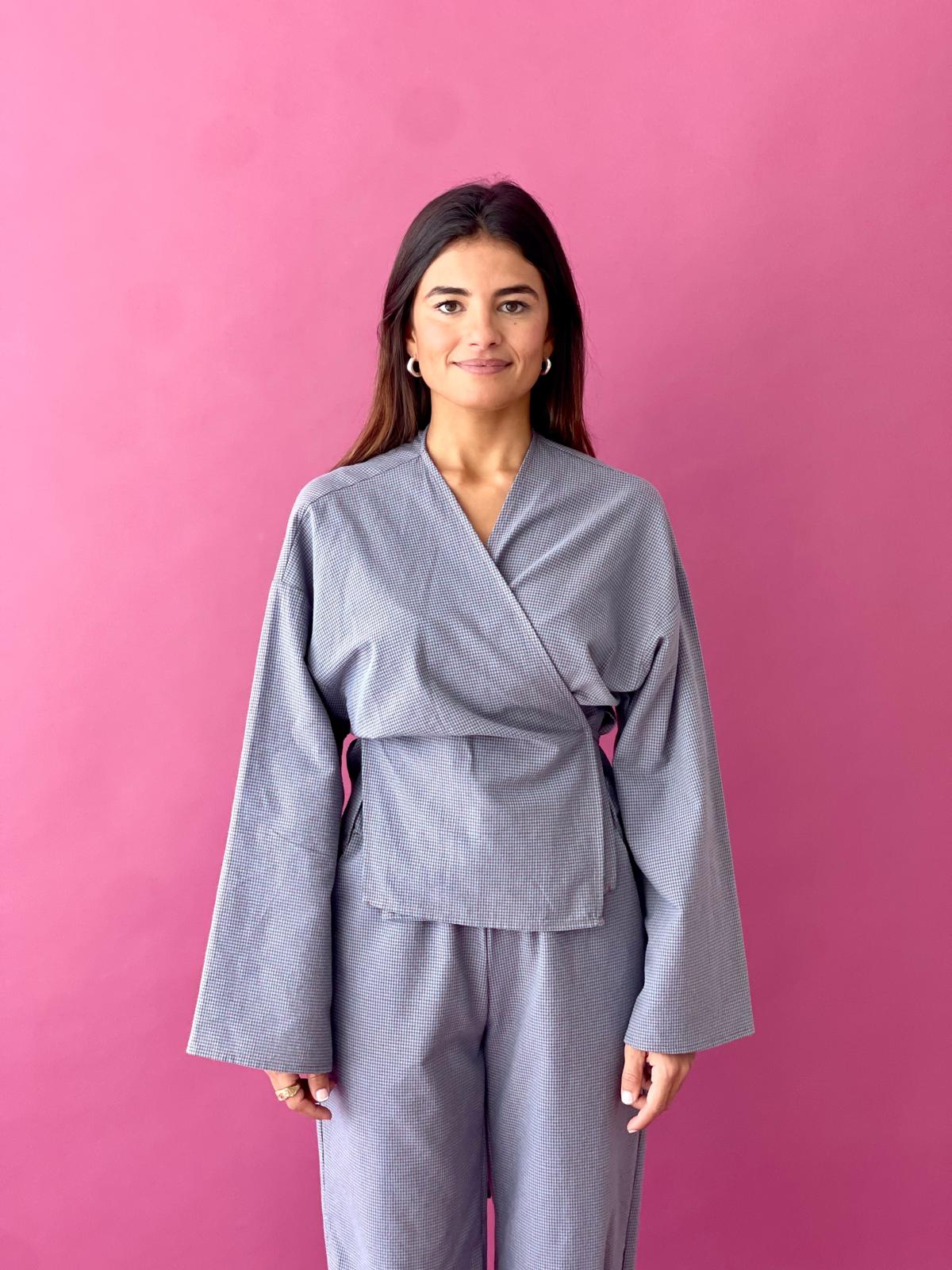 Alea Vichy Blue and Navy Blouse