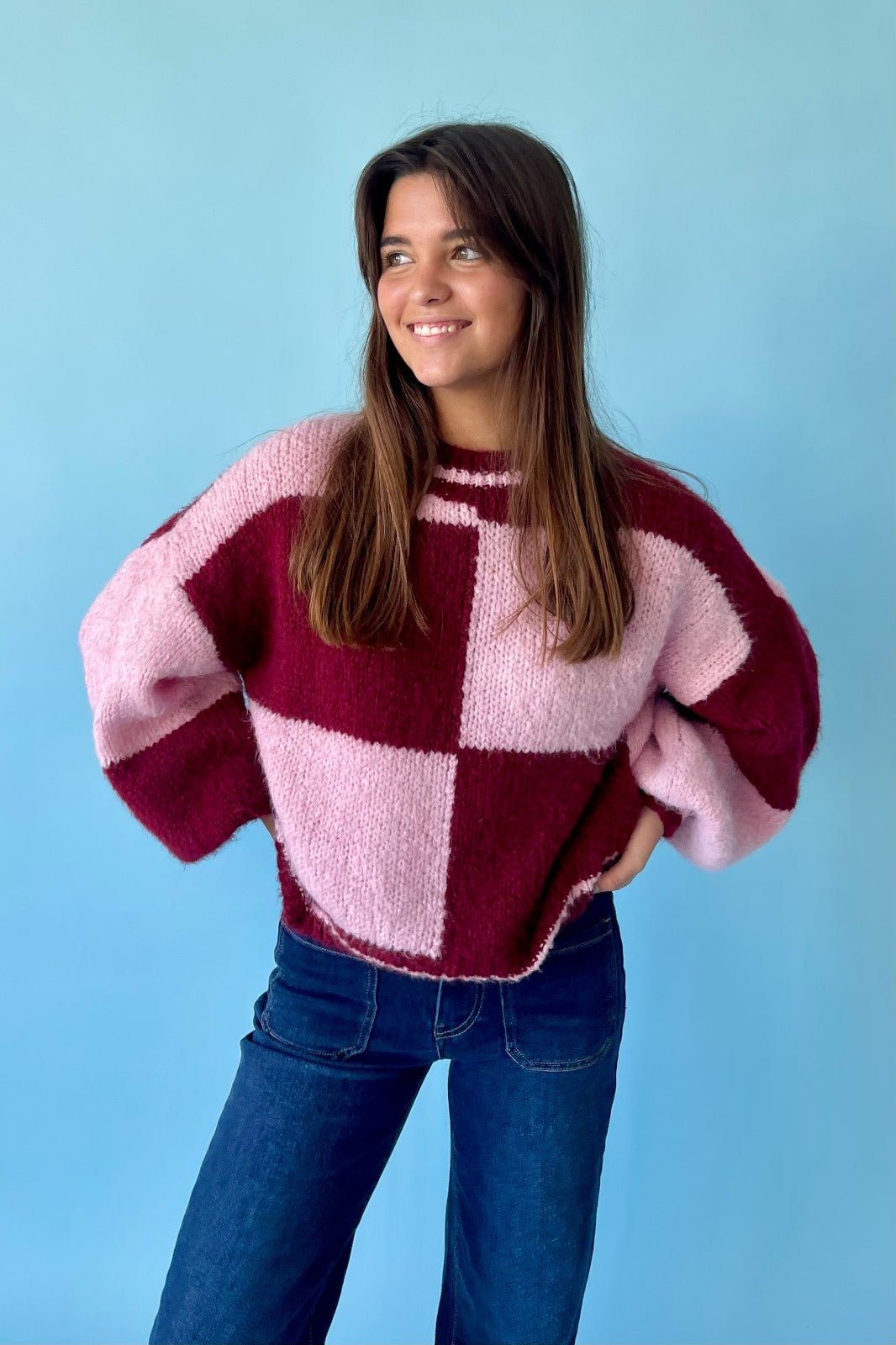 Jersey Sara Rosa y Burgundy