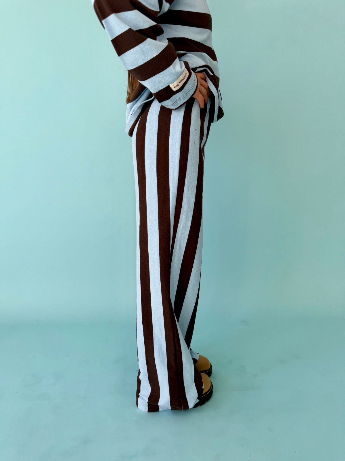 Pantalón Filipa Marrón y Celeste