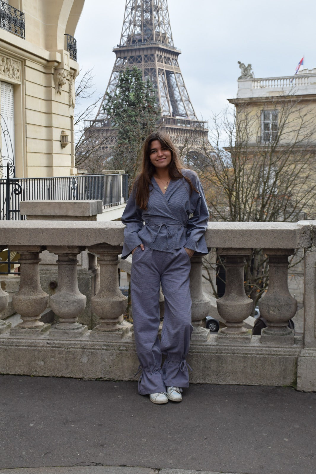 Alea Vichy Blue and Navy Blouse