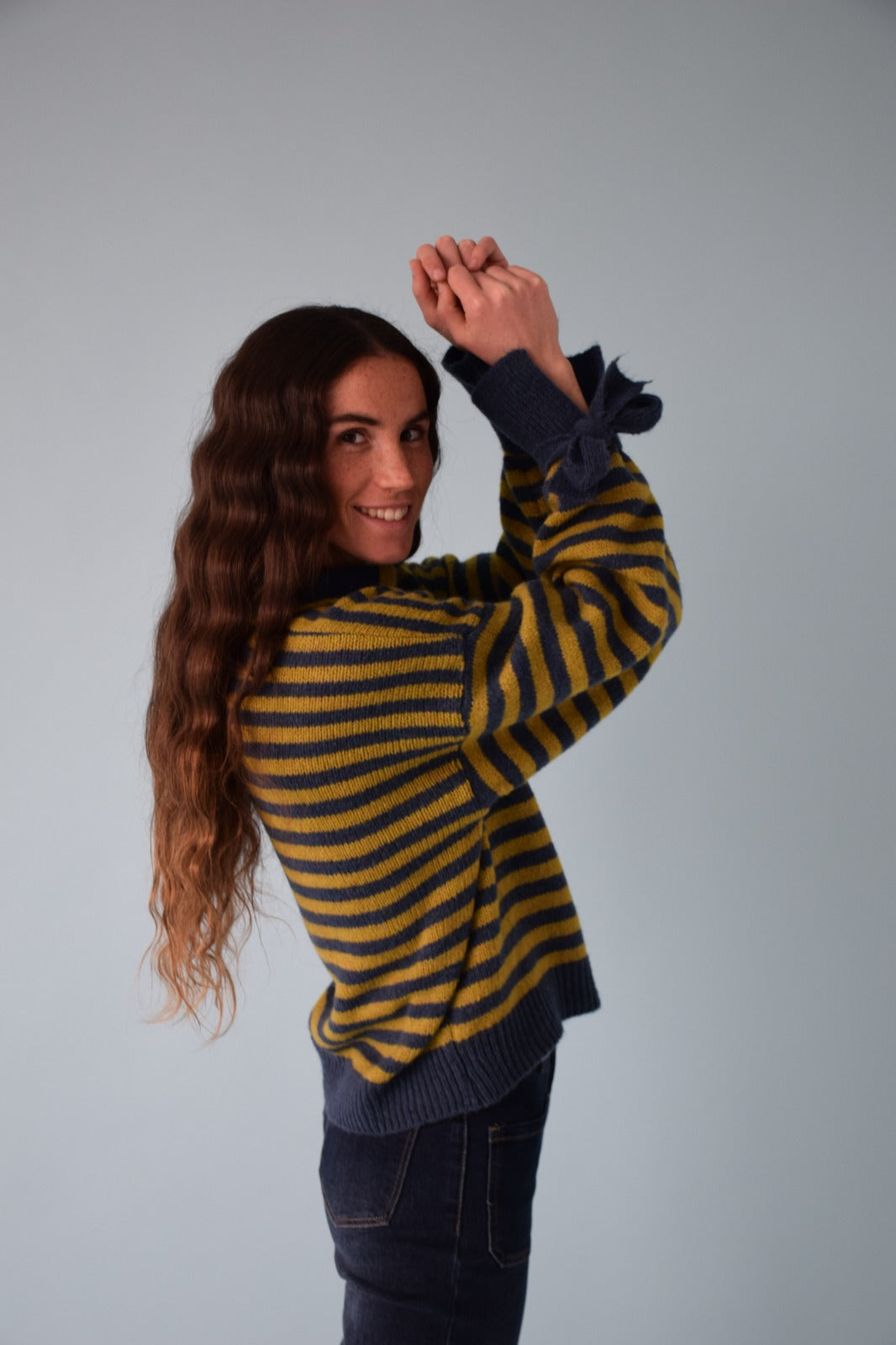 Marta Oliva and Blue Sweater