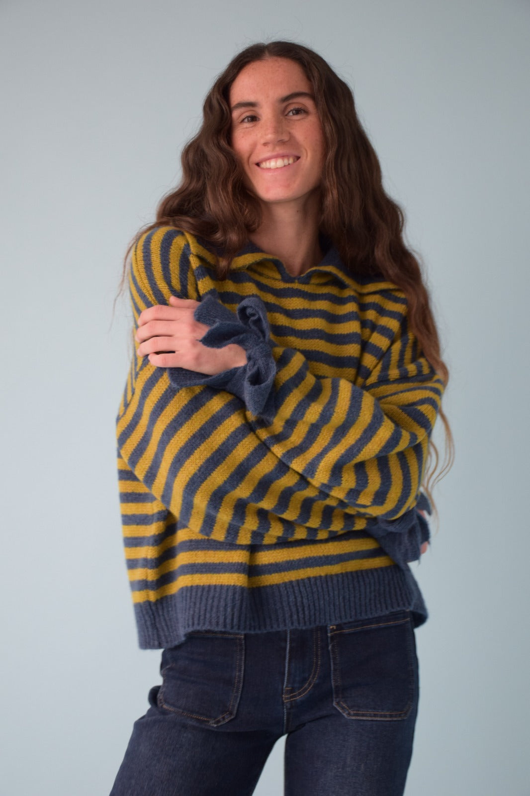 Marta Oliva and Blue Sweater