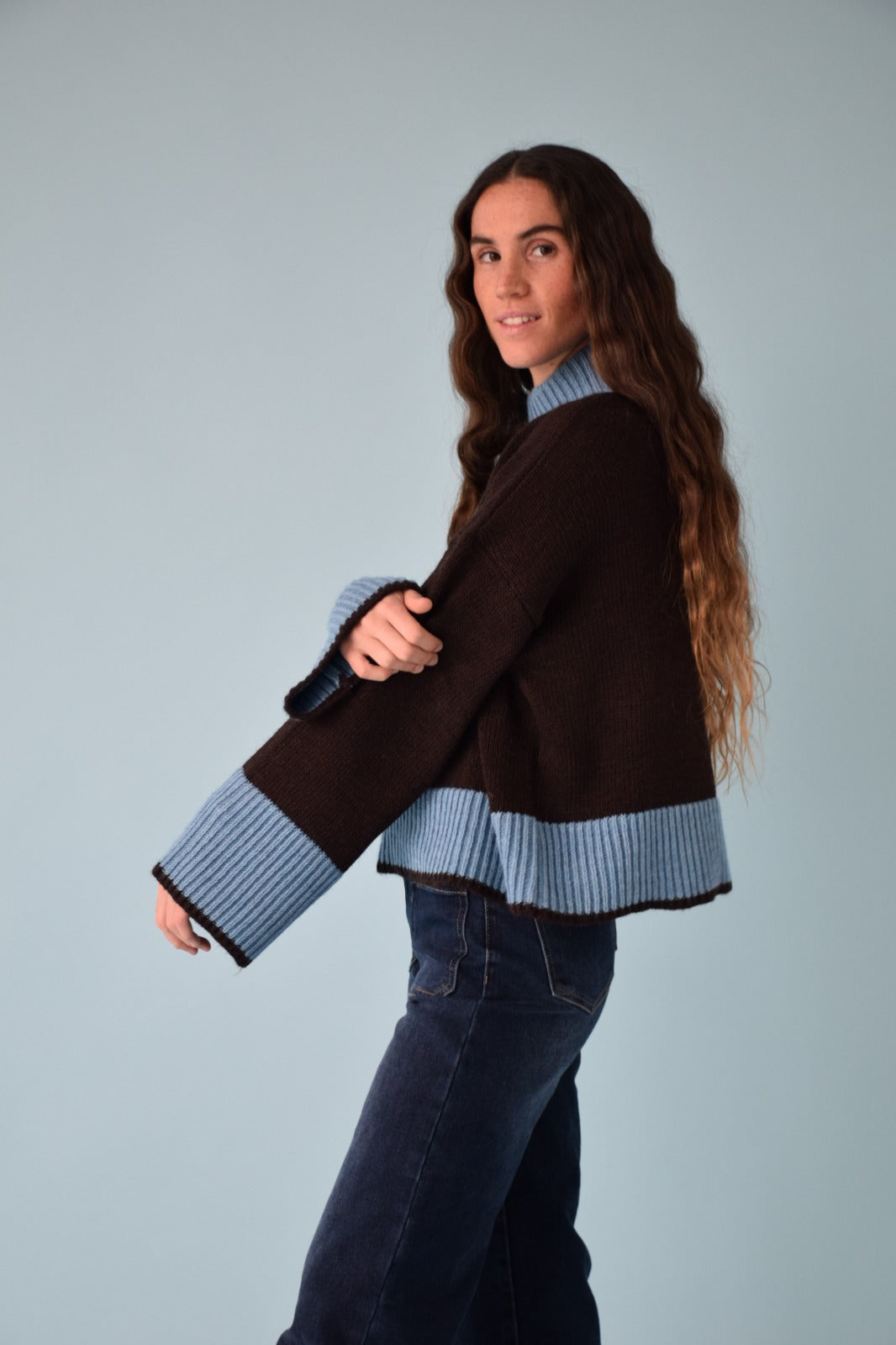 Jersey Bruna Marrón y Azul