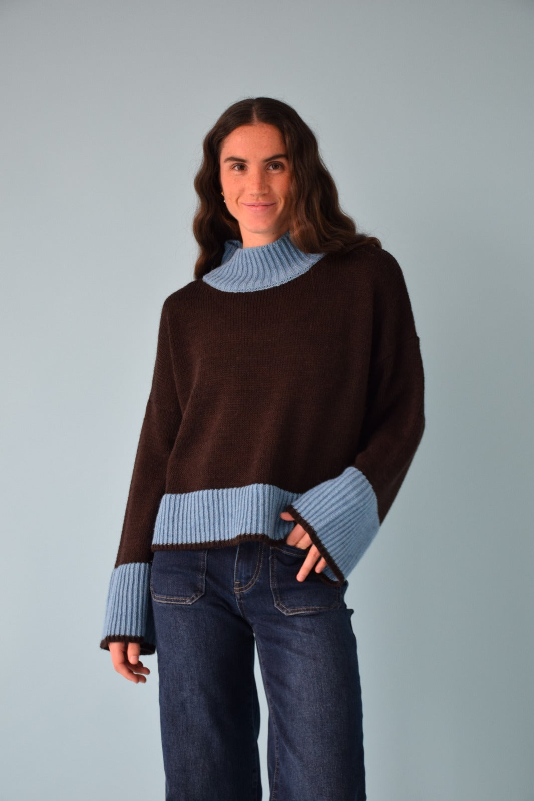 Jersey Bruna Marrón y Azul