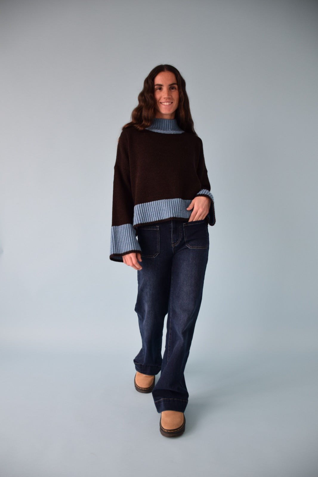 Jersey Bruna Marrón y Azul