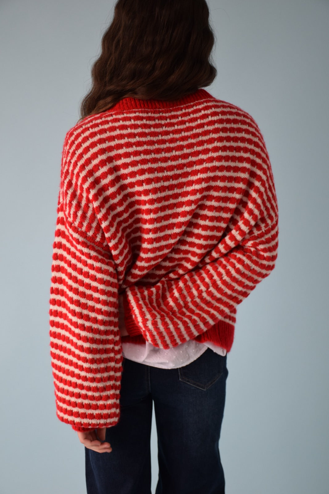 Cárdigan Cler Rojo y Beige