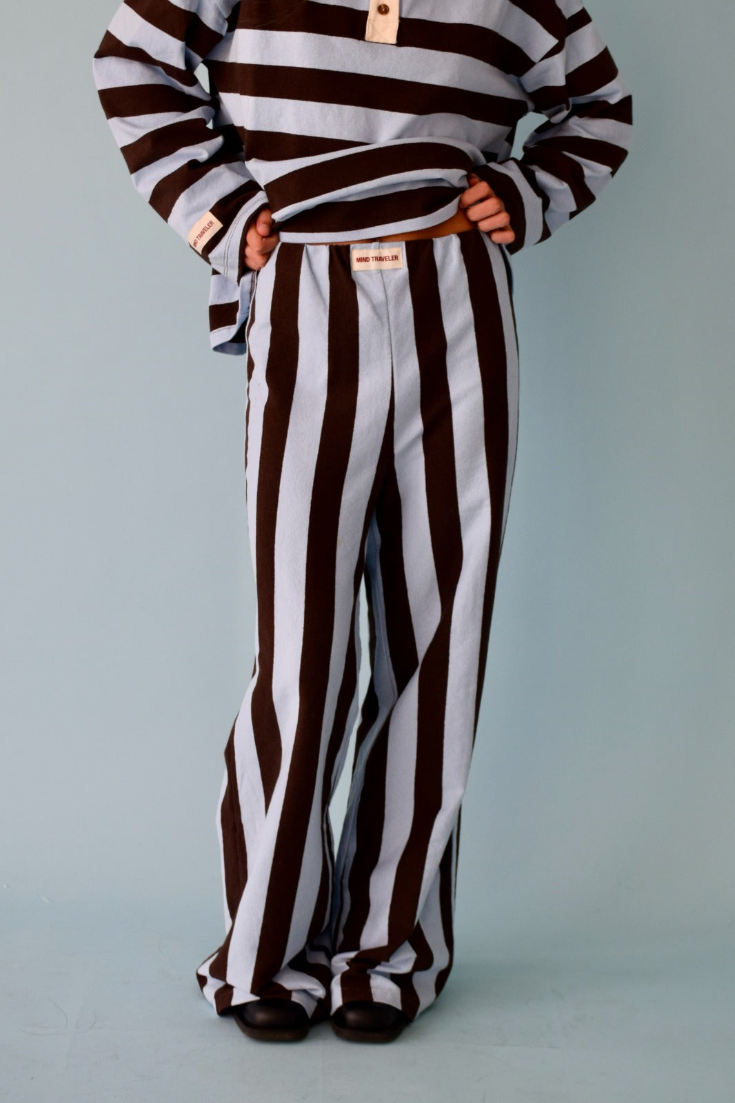 Pantalón Filipa Marrón y Celeste