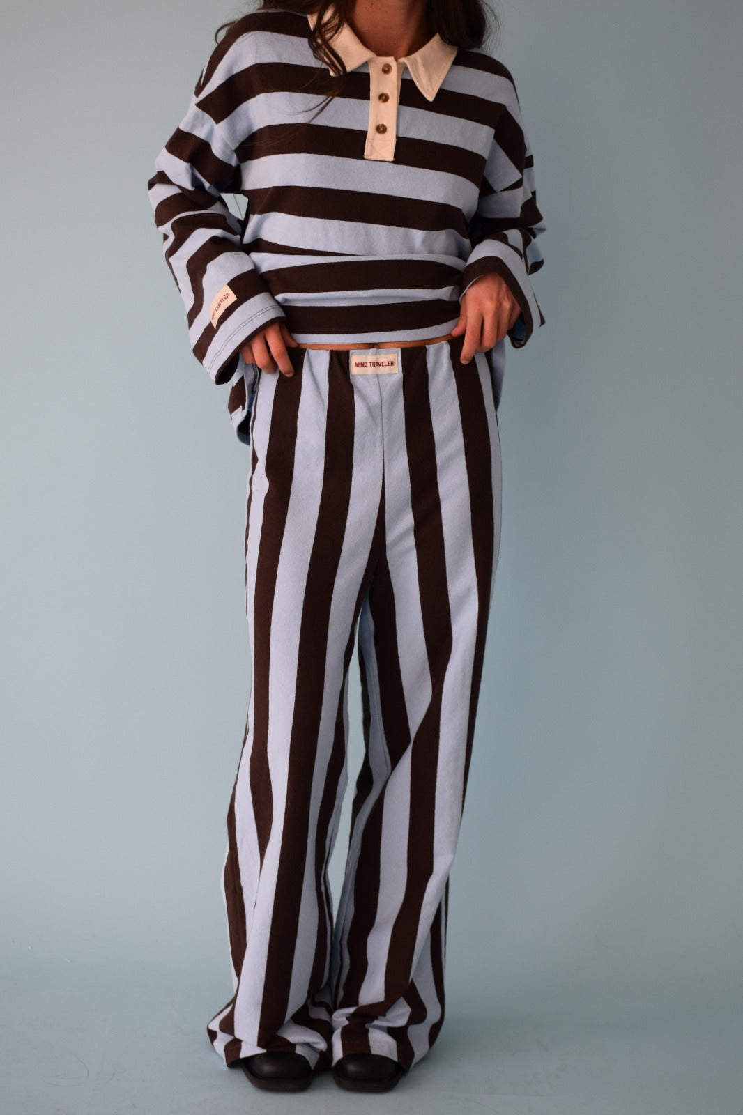 Pantalón Filipa Marrón y Celeste