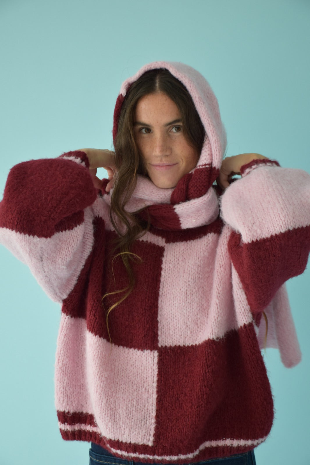 Sara Pink and Burgundy Scarf