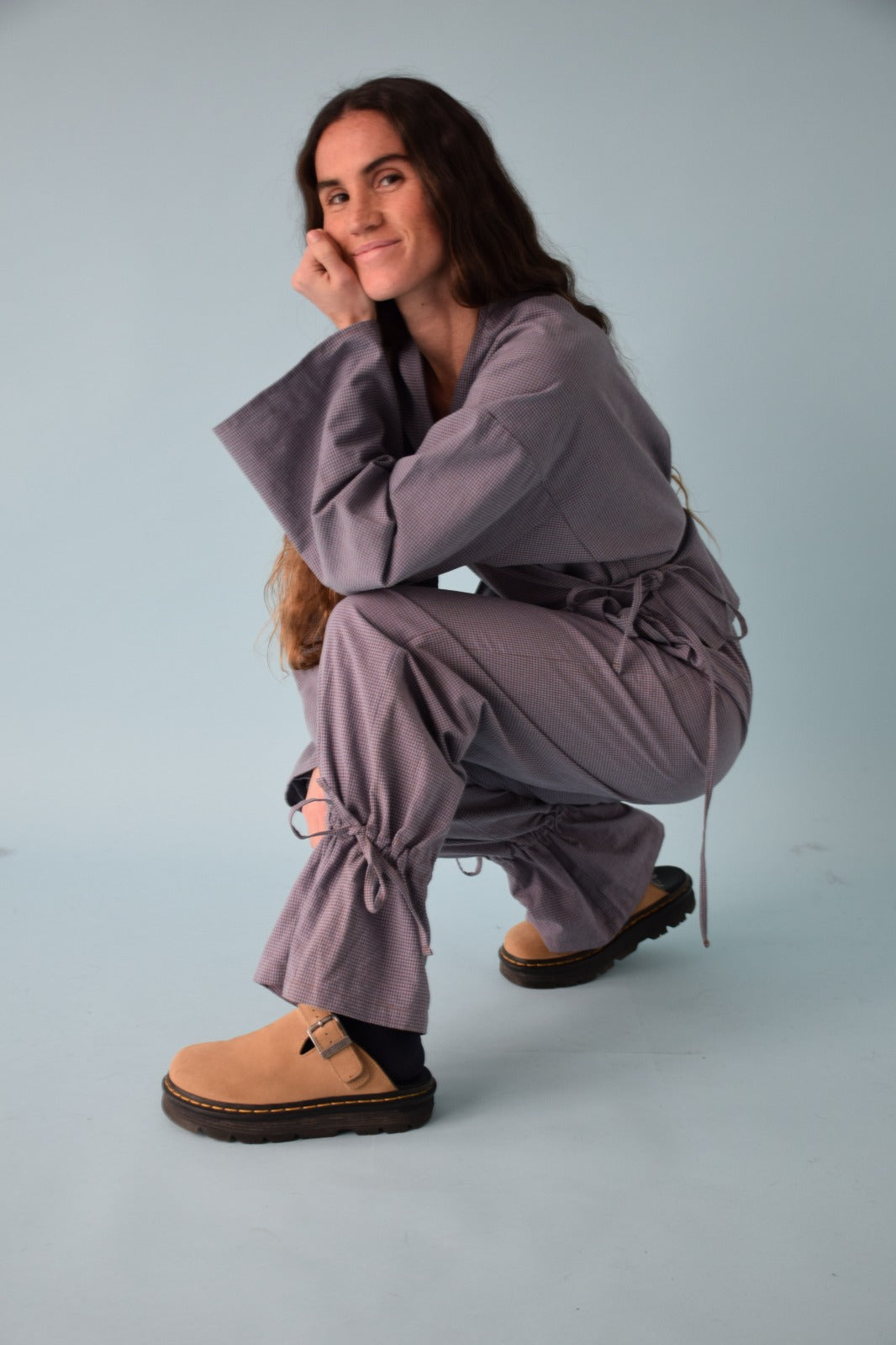 Pantalón Alea Vichy Azul y Marrón