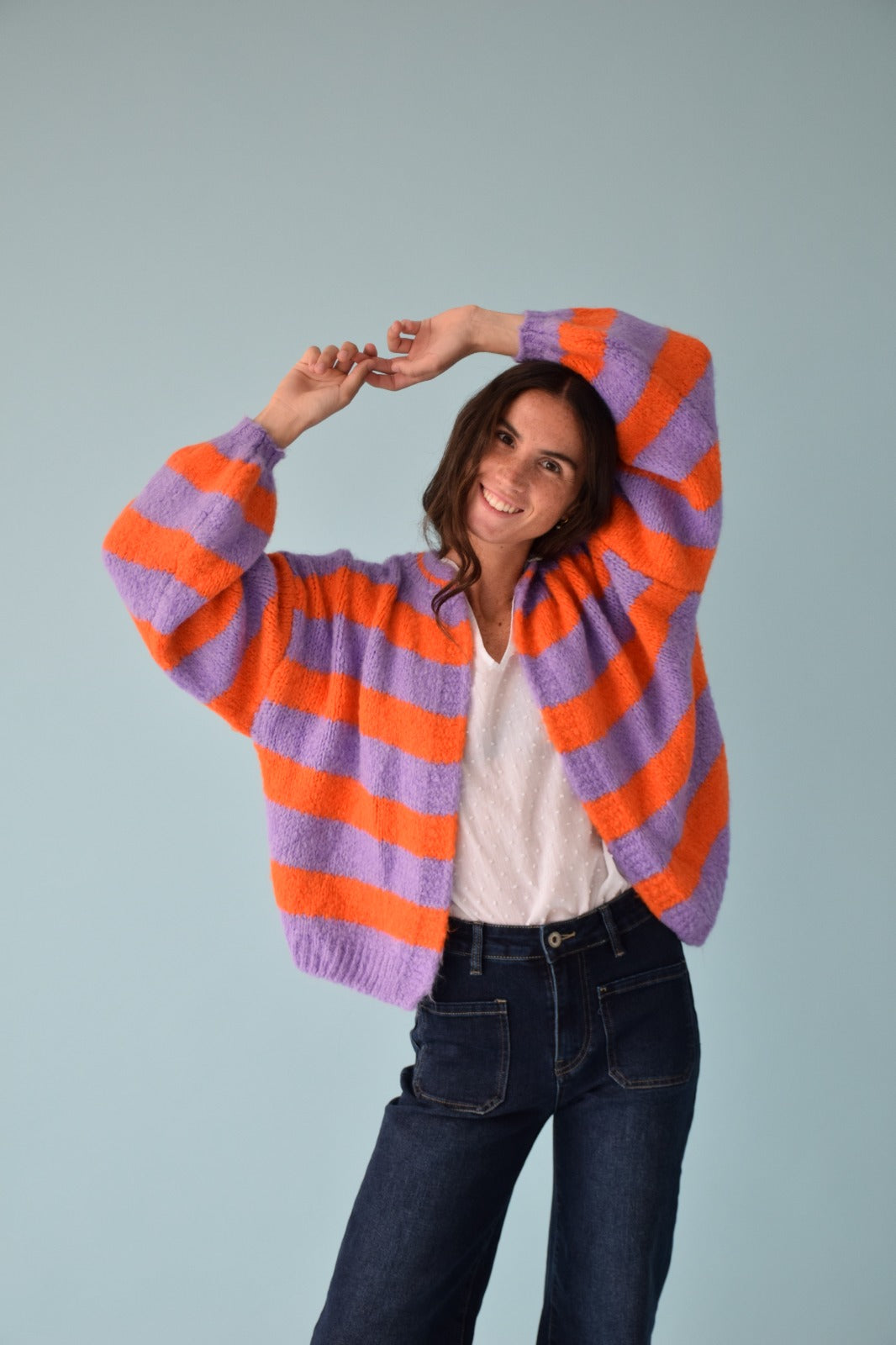 Cárdigan Aura Lavanda y Naranja