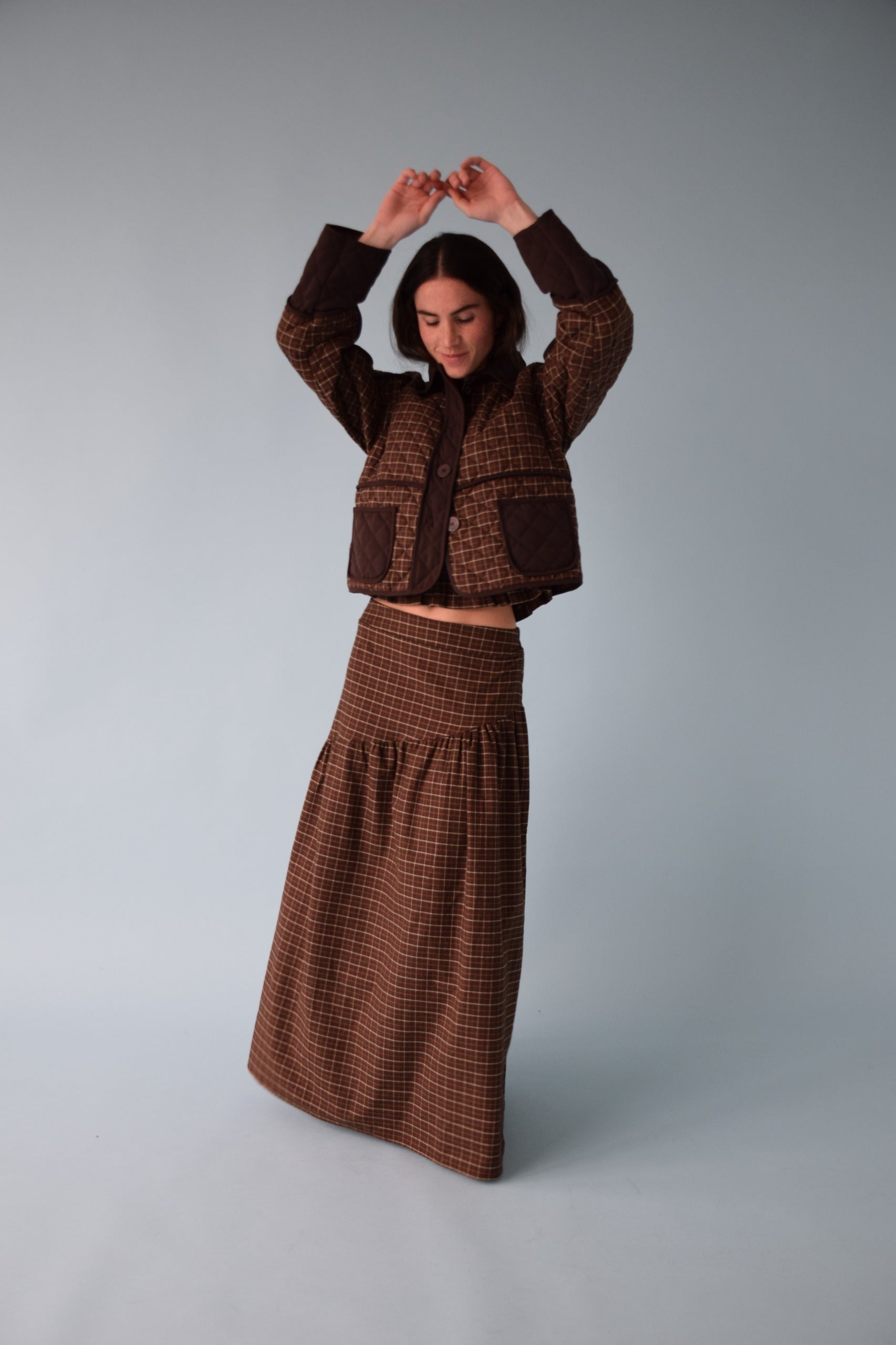 Brown Plaid Military Jacket