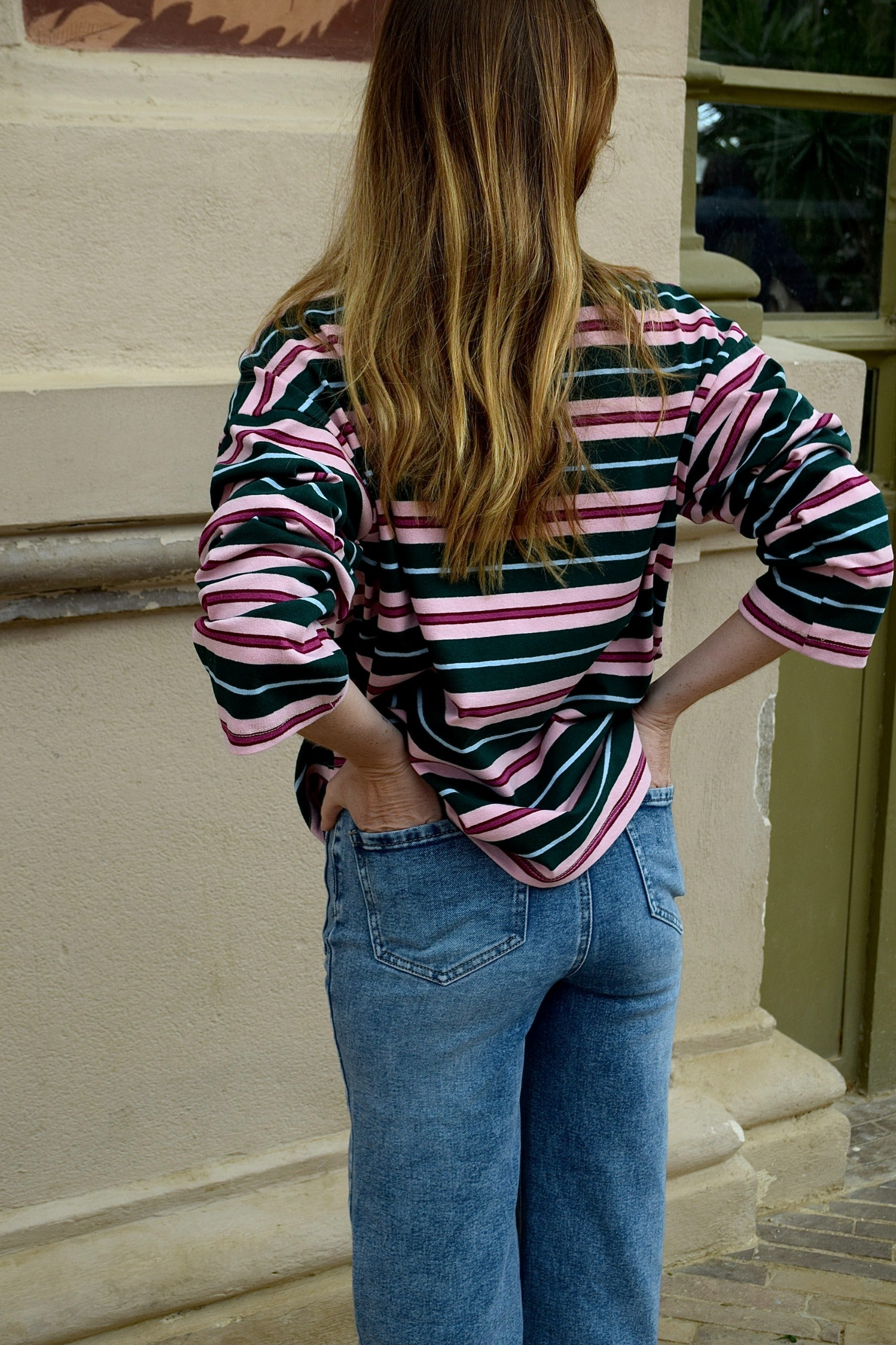 Polera Filipa Verde y Rosa