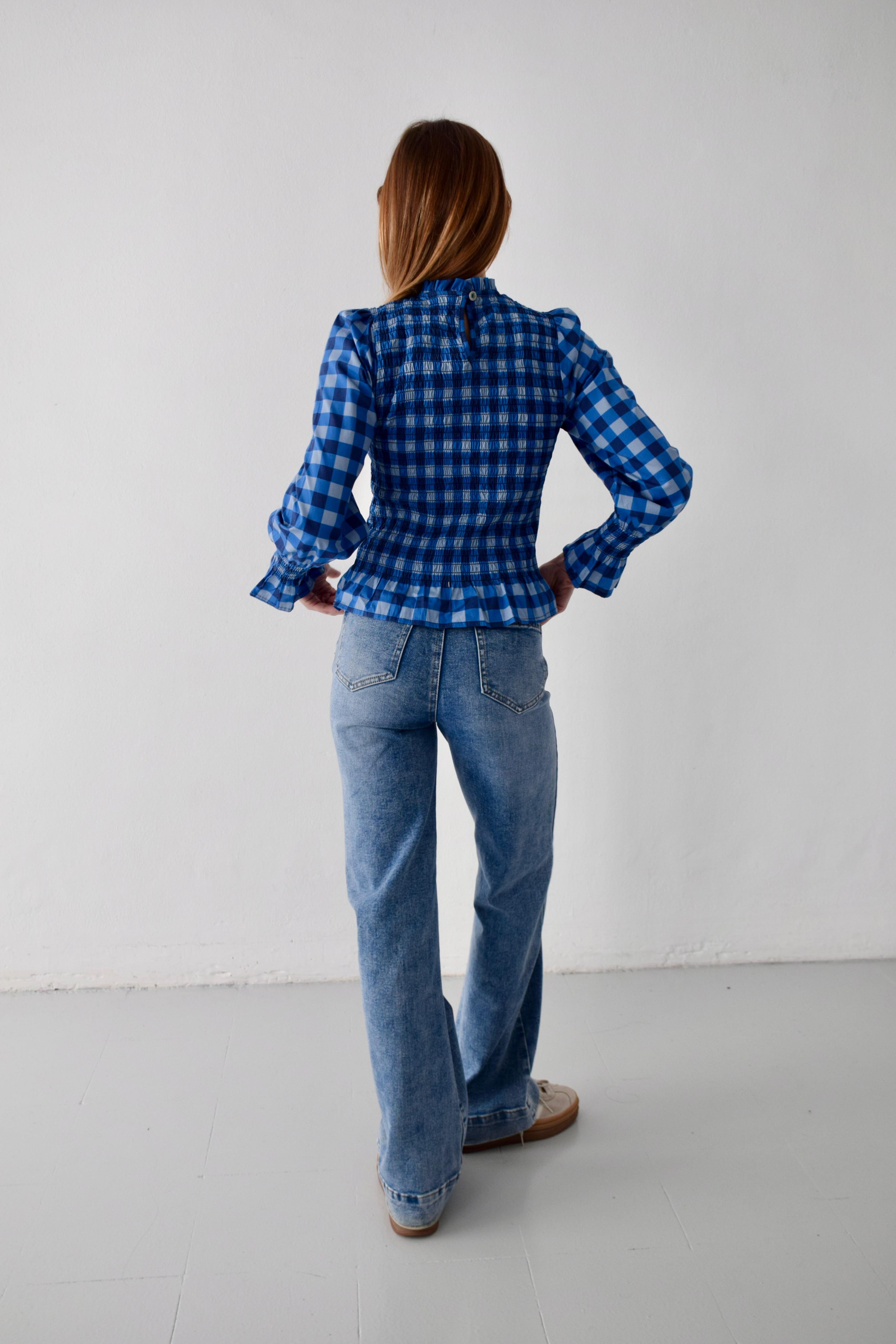 Blusa Chía Cuadros Azul Marino