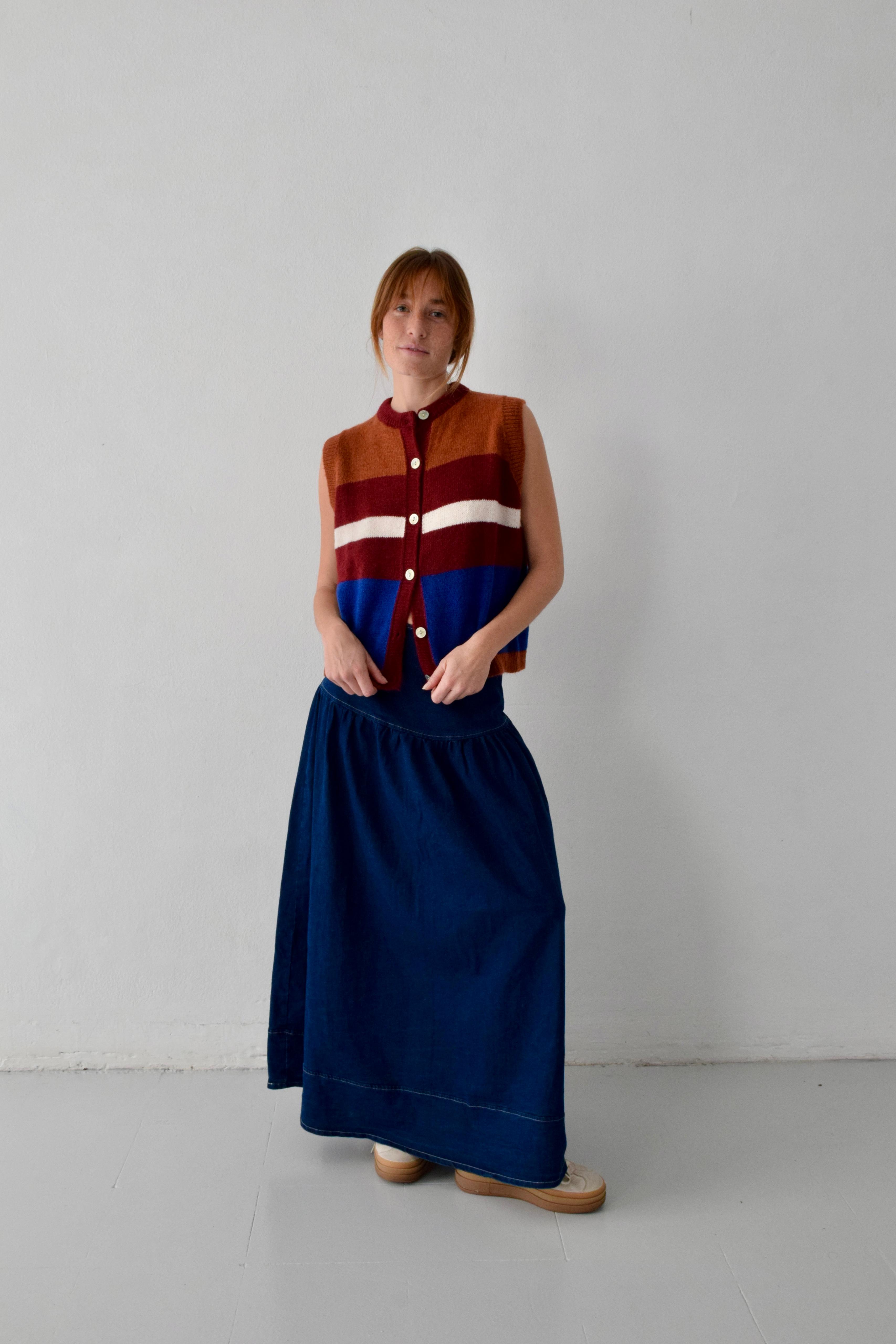 Chaleco Emilia Azul y Teja