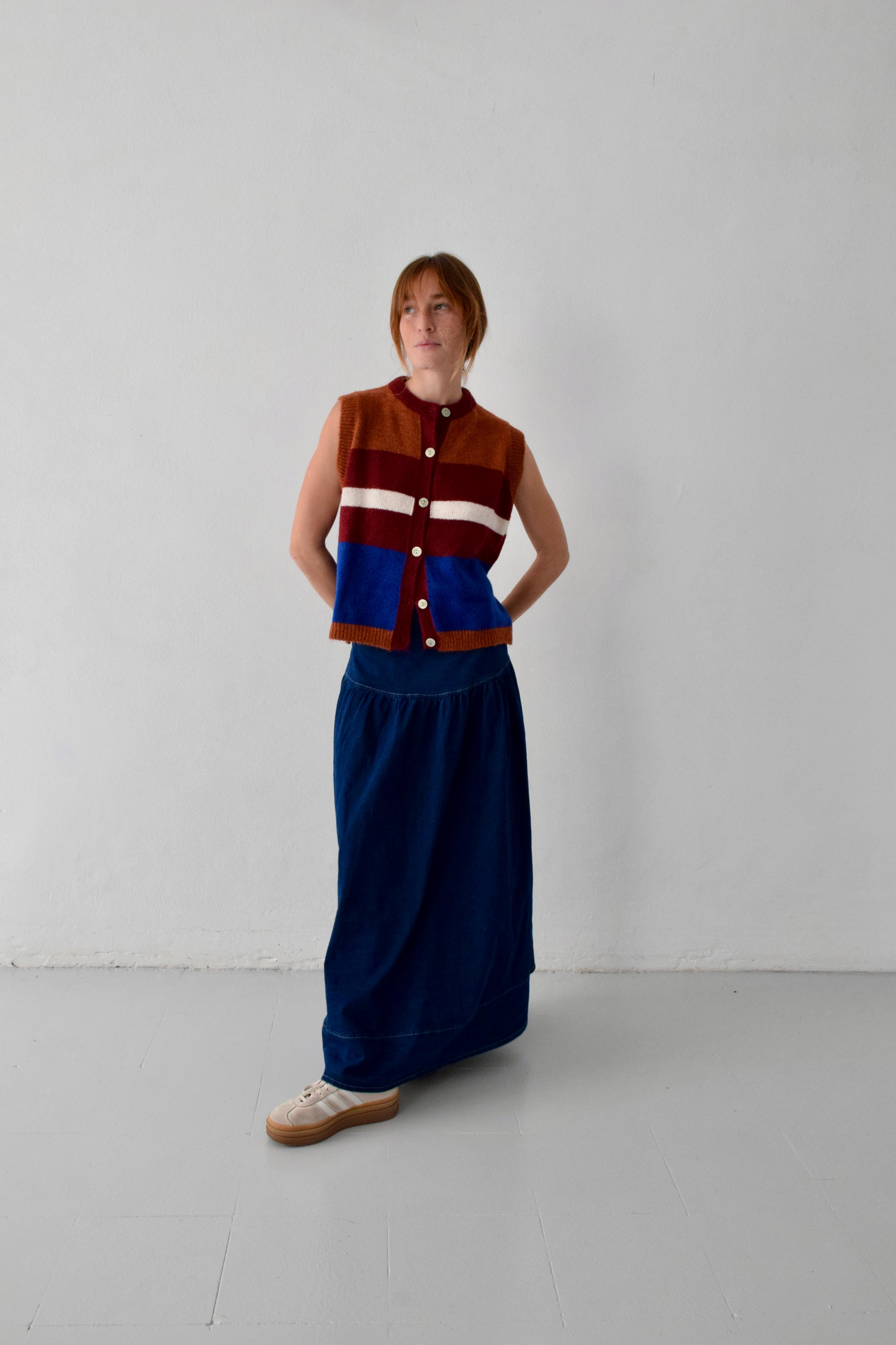 Chaleco Emilia Azul y Teja