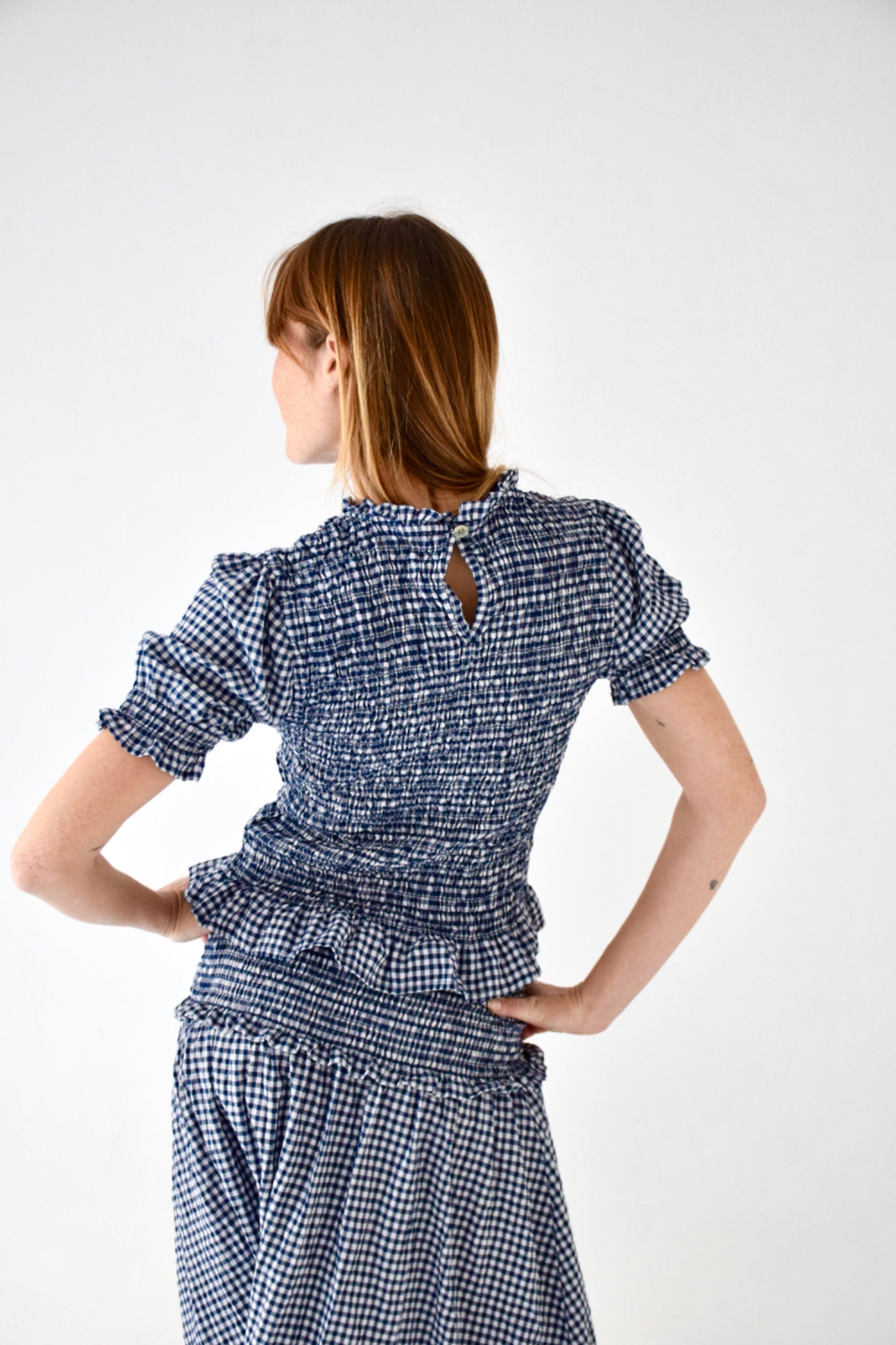 Navy Gingham Top Lea