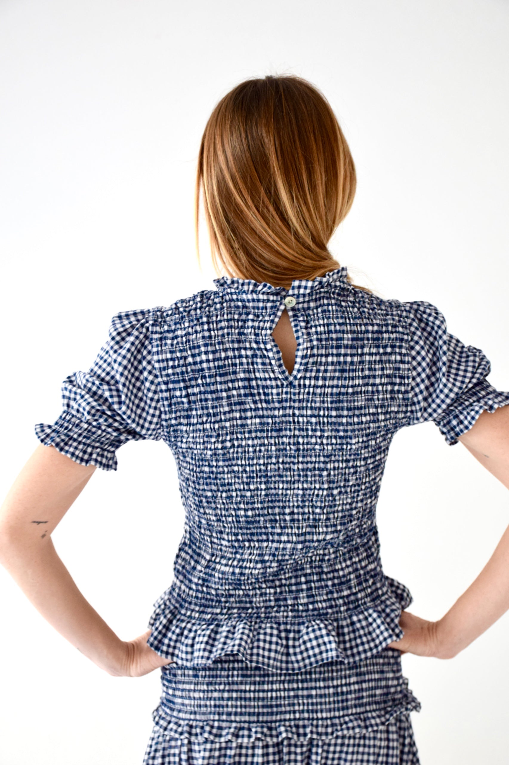 Navy Gingham Top Lea