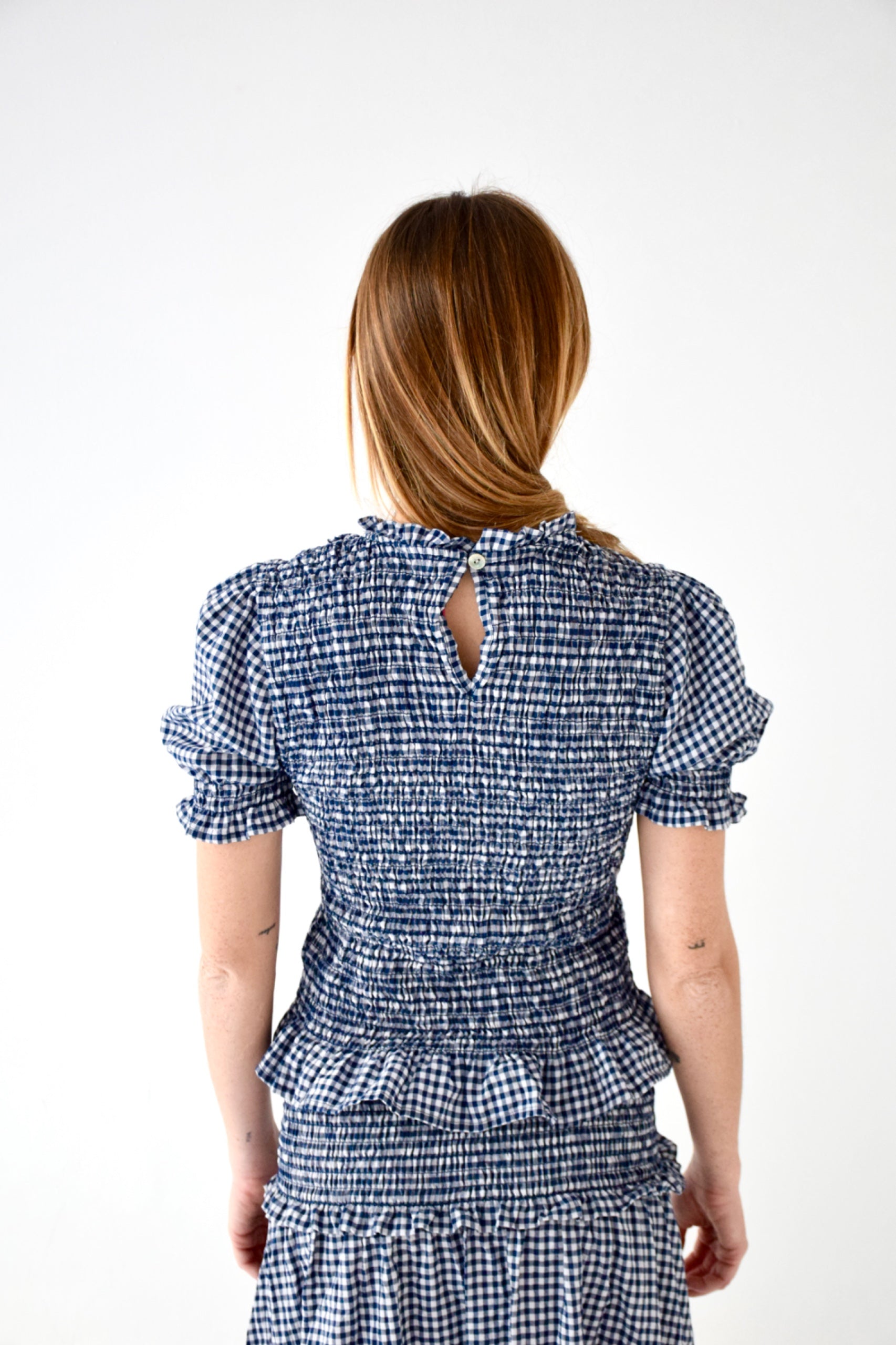 Navy Gingham Top Lea
