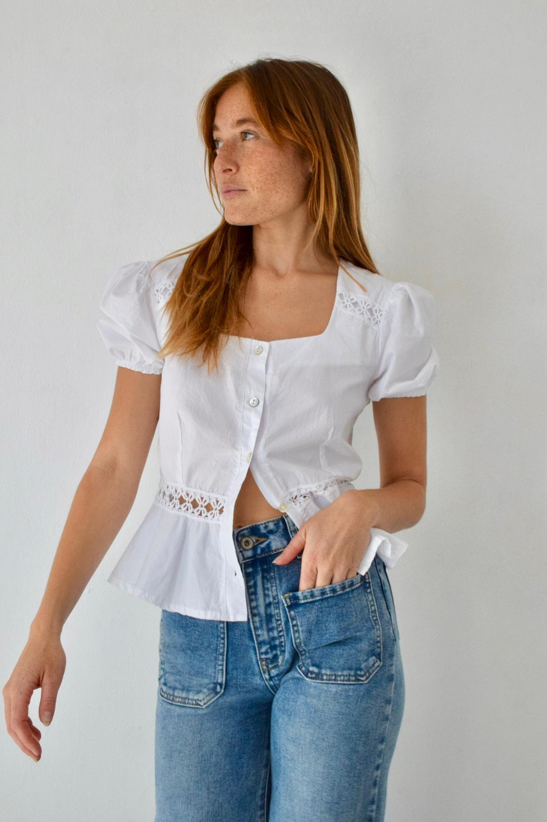 Blusa Roma Blanca Manga Corta