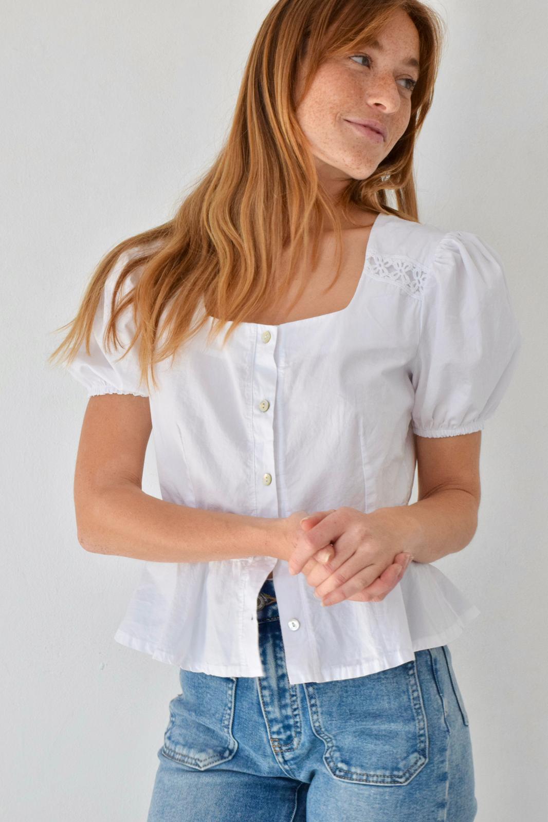 Blusa Roma Blanca Manga Corta