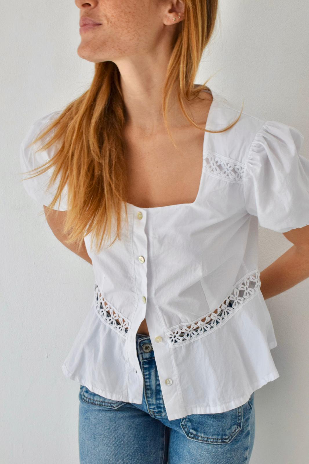 Blusa Roma Blanca Manga Corta