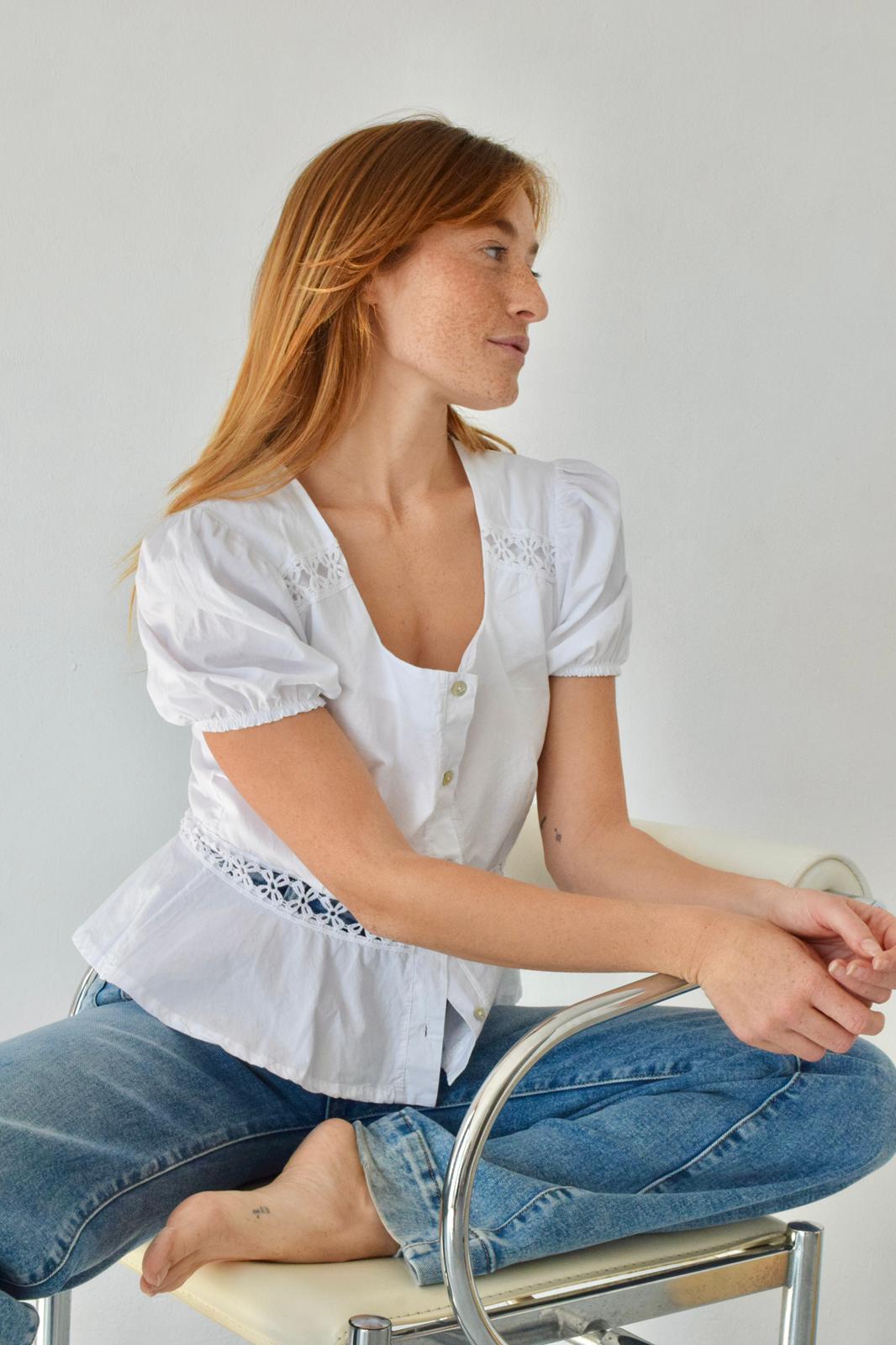 Blusa Roma Blanca Manga Corta
