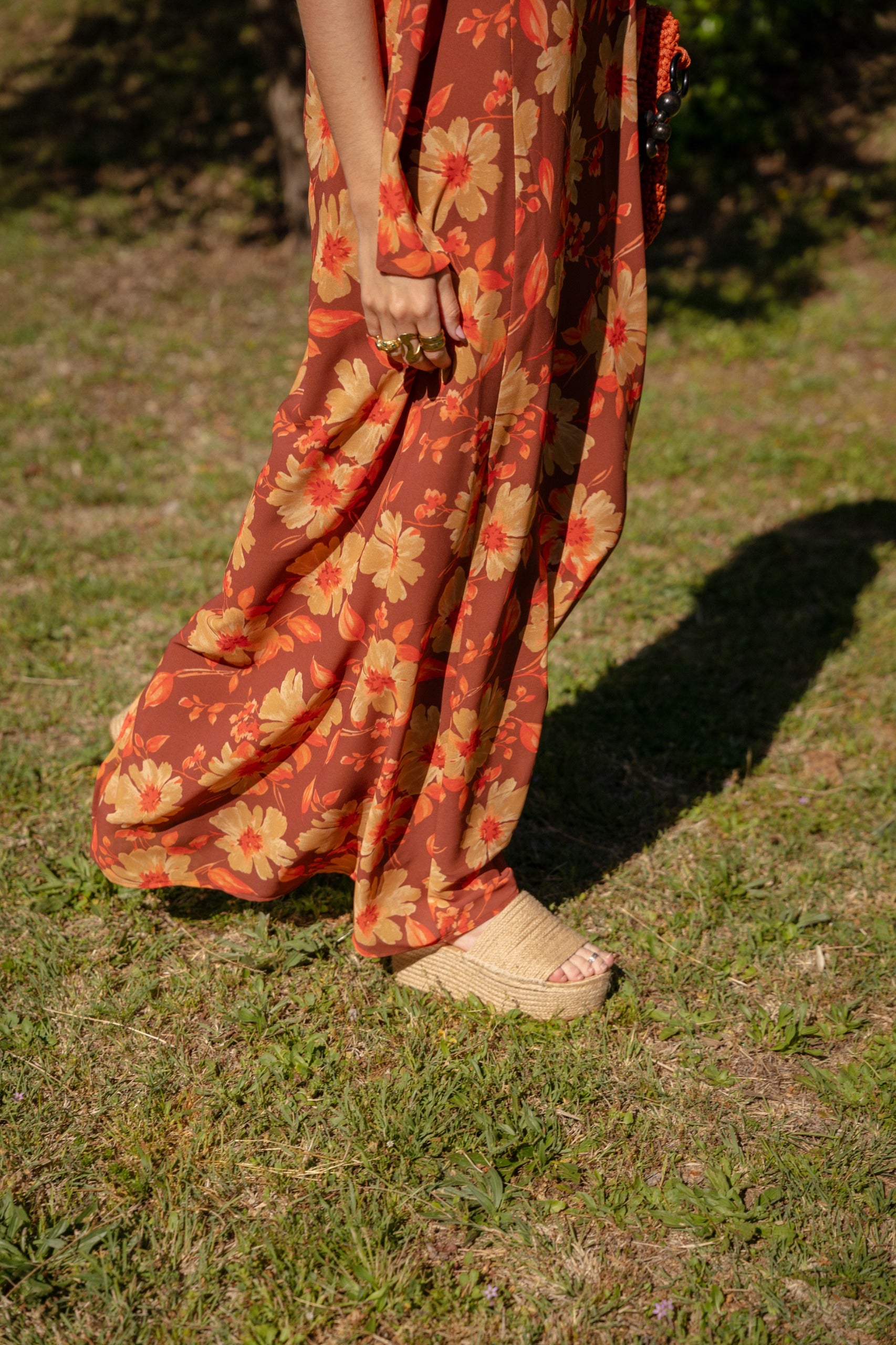 Brown Sara Flowers Dress