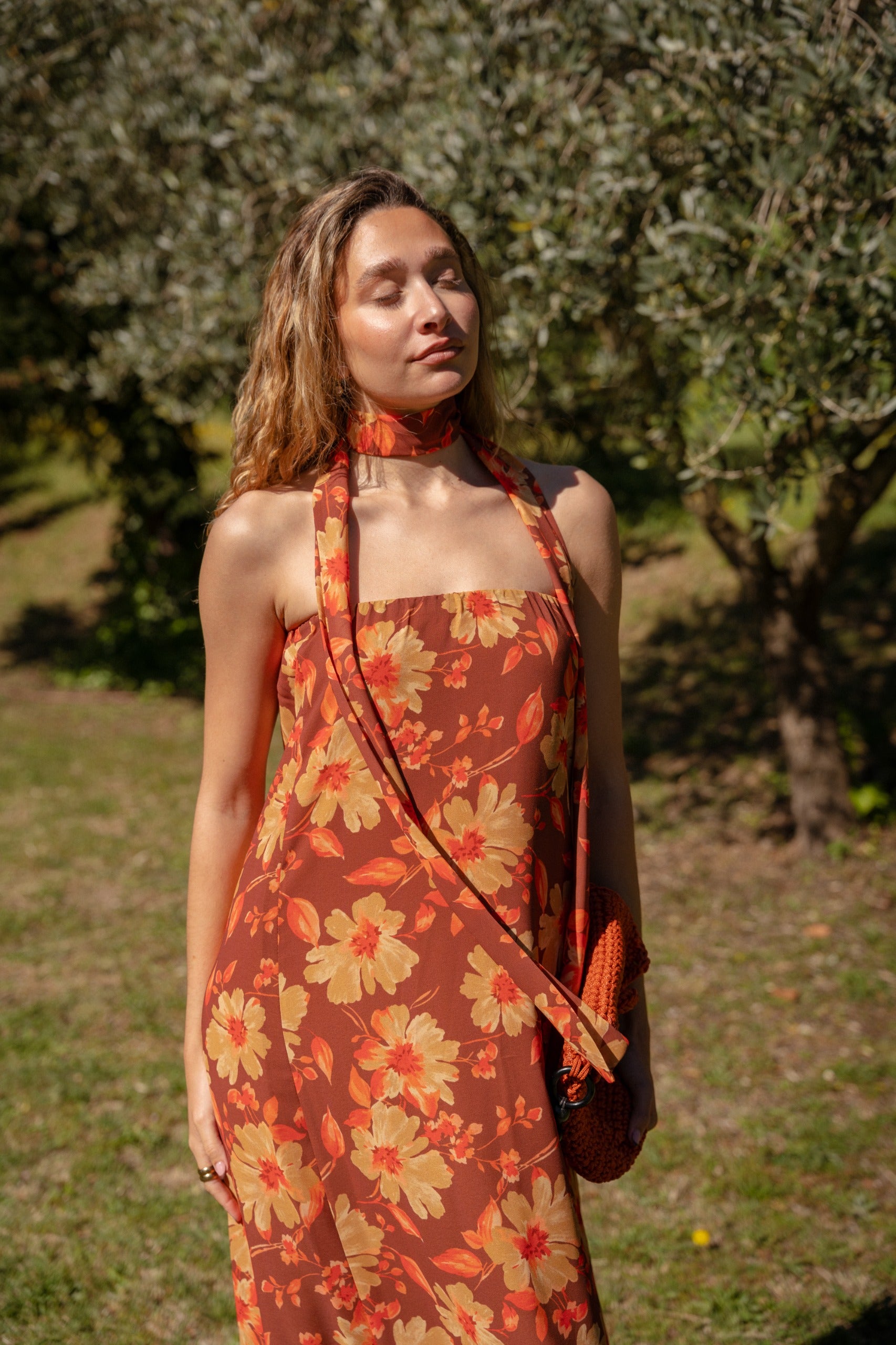 Brown Sara Flowers Dress