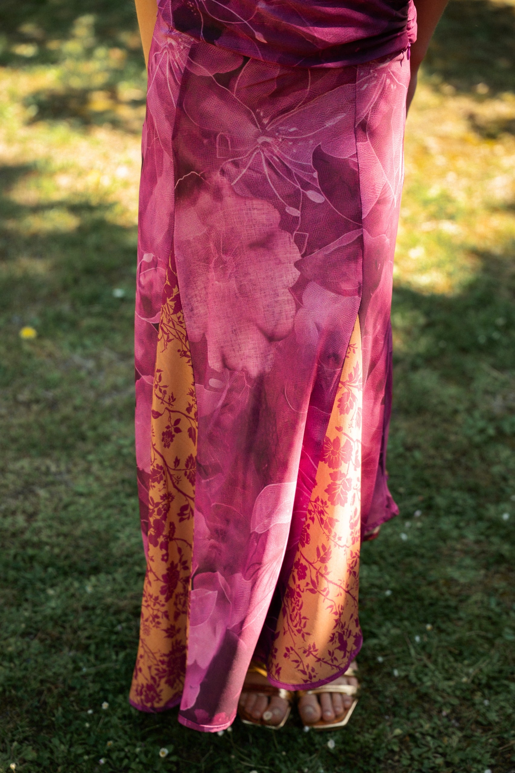 Jimena Reversible Magenta and Ochre Skirt