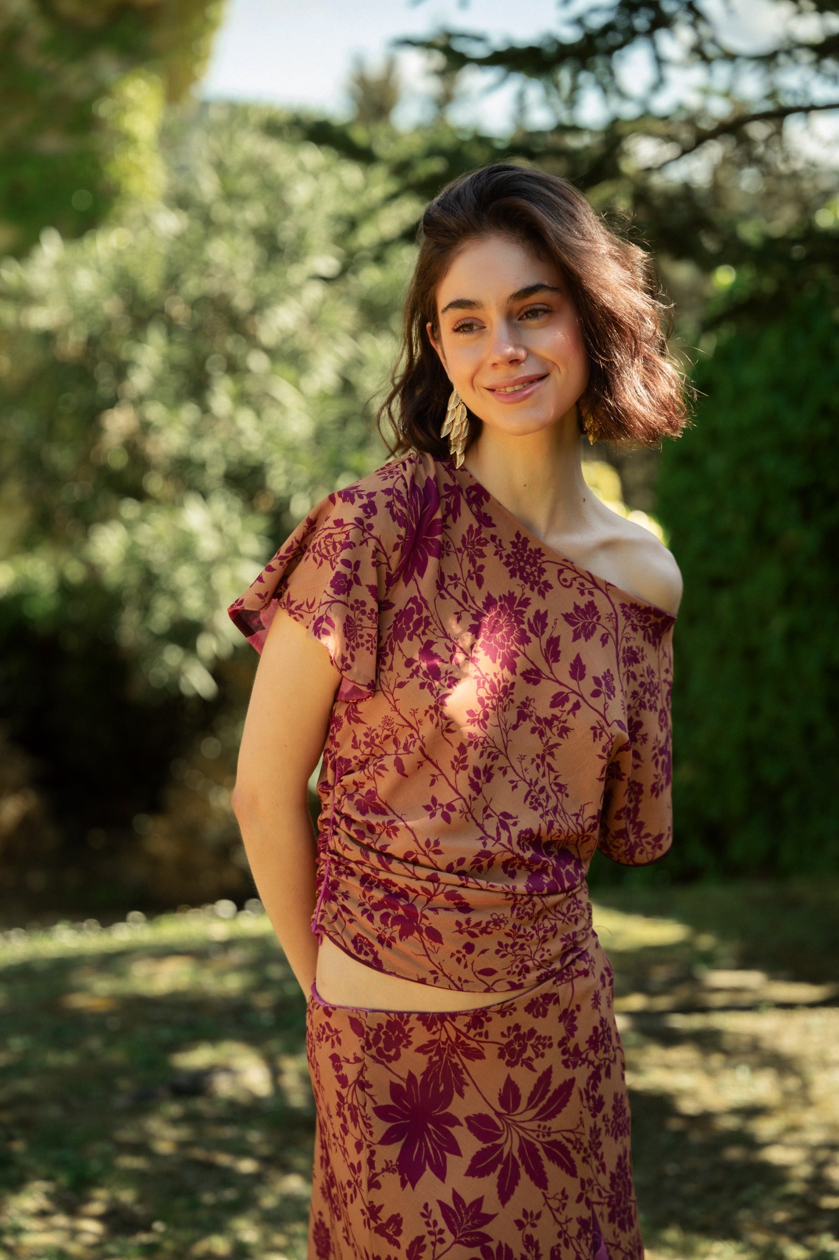 Top Jimena Buganvilla y Ocre Reversible