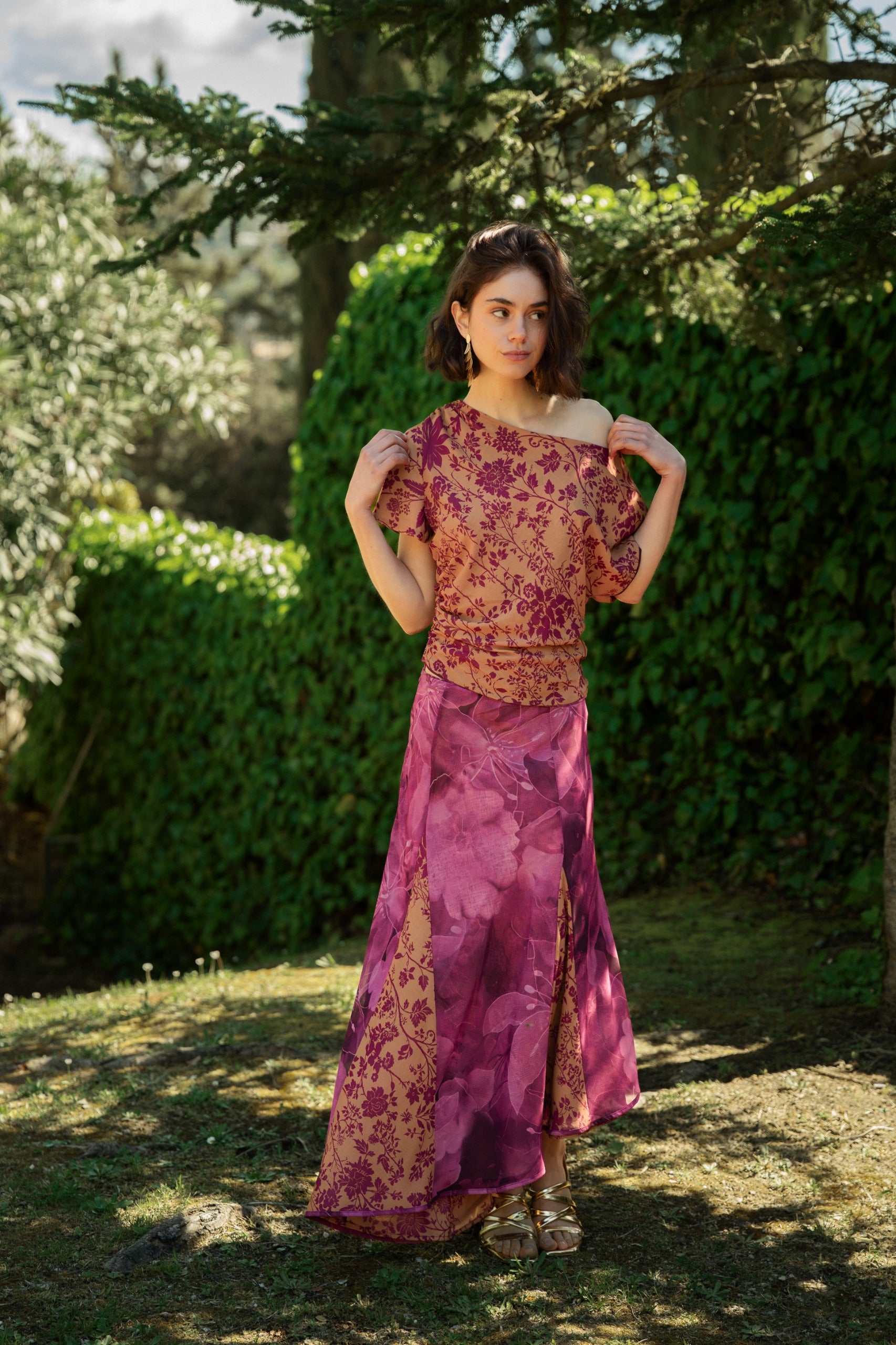 Jimena Reversible Magenta and Ochre Skirt