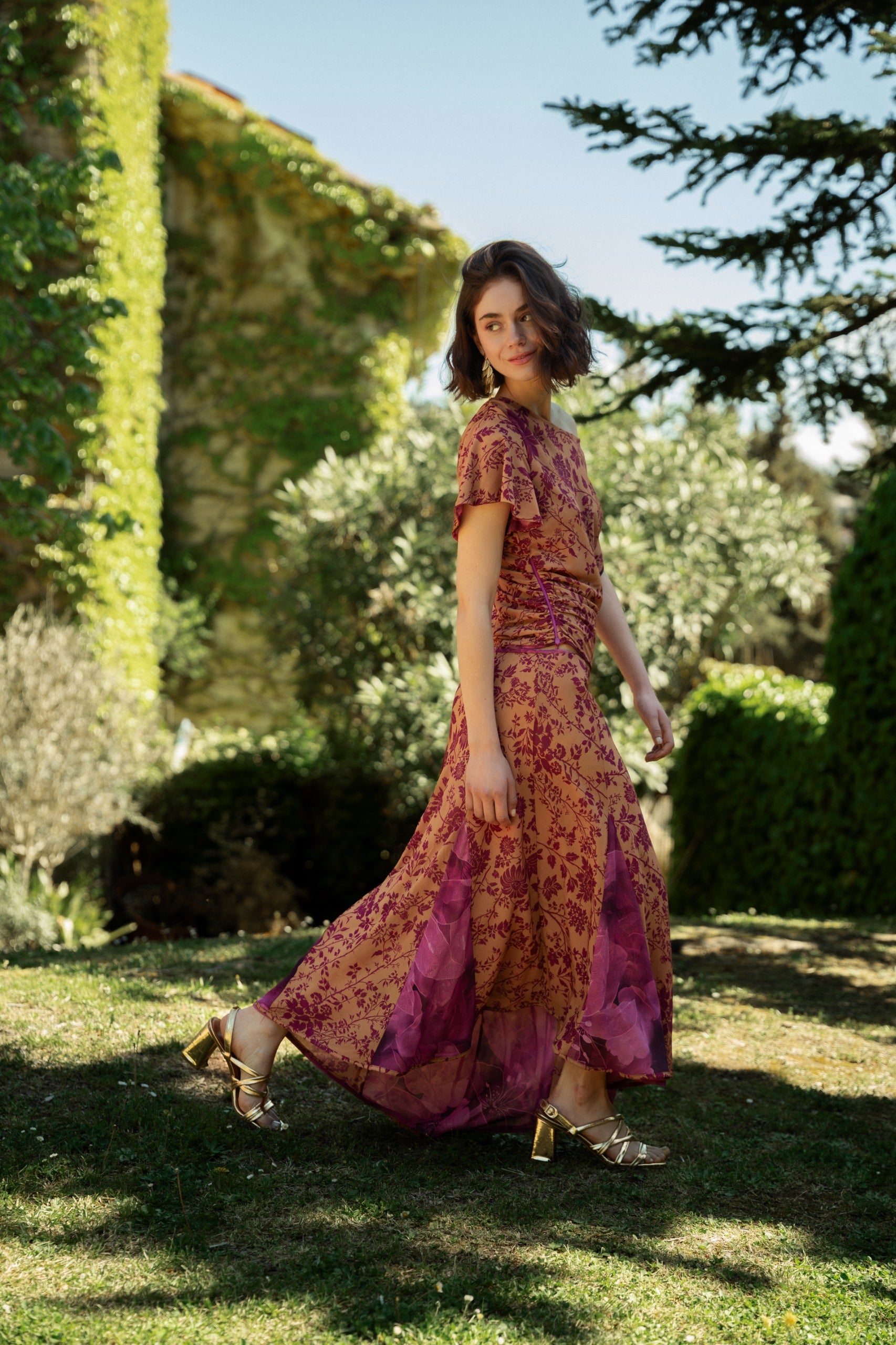 Jimena Reversible Magenta and Ochre Skirt