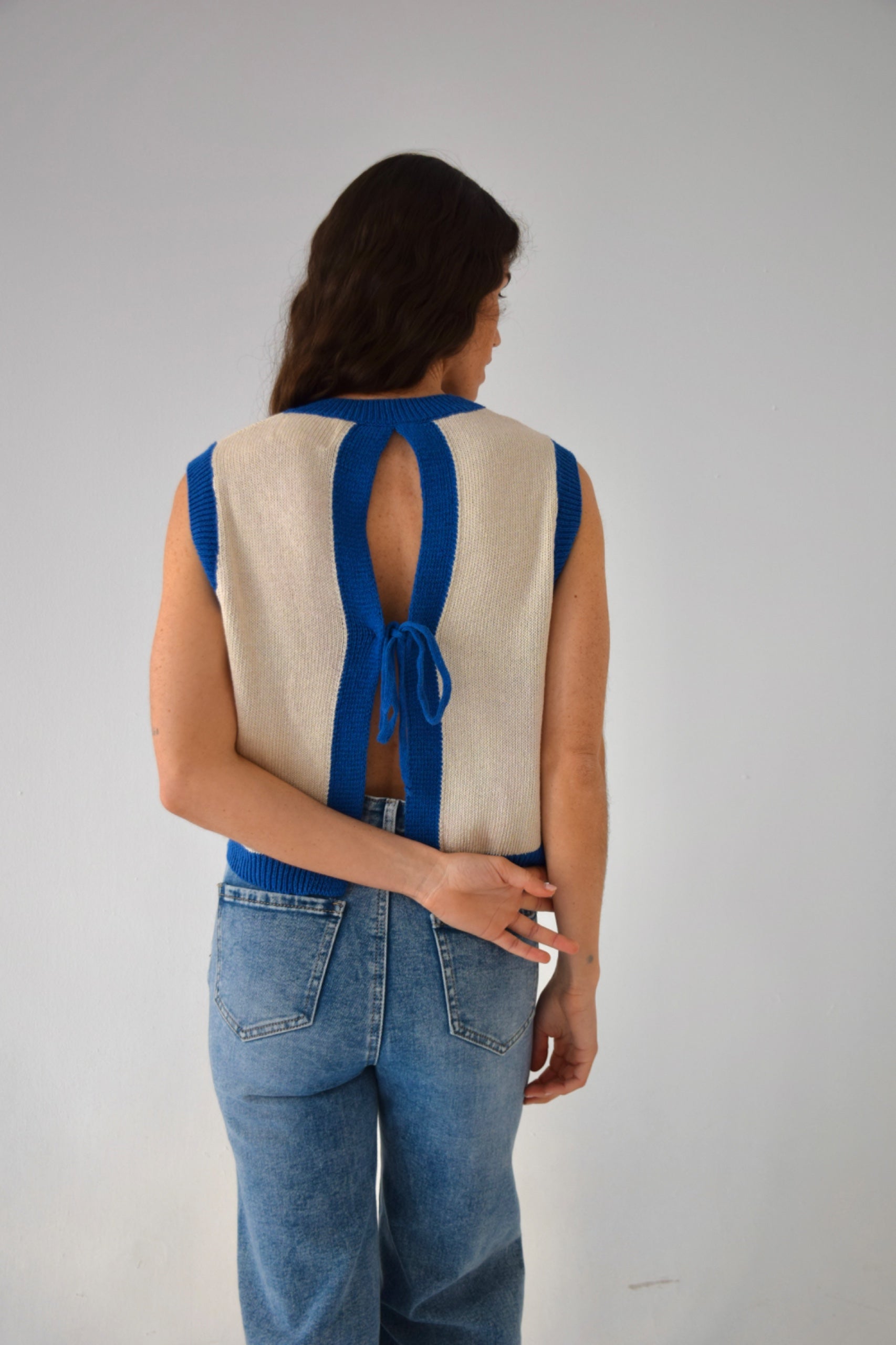 Laila White and Blue Top