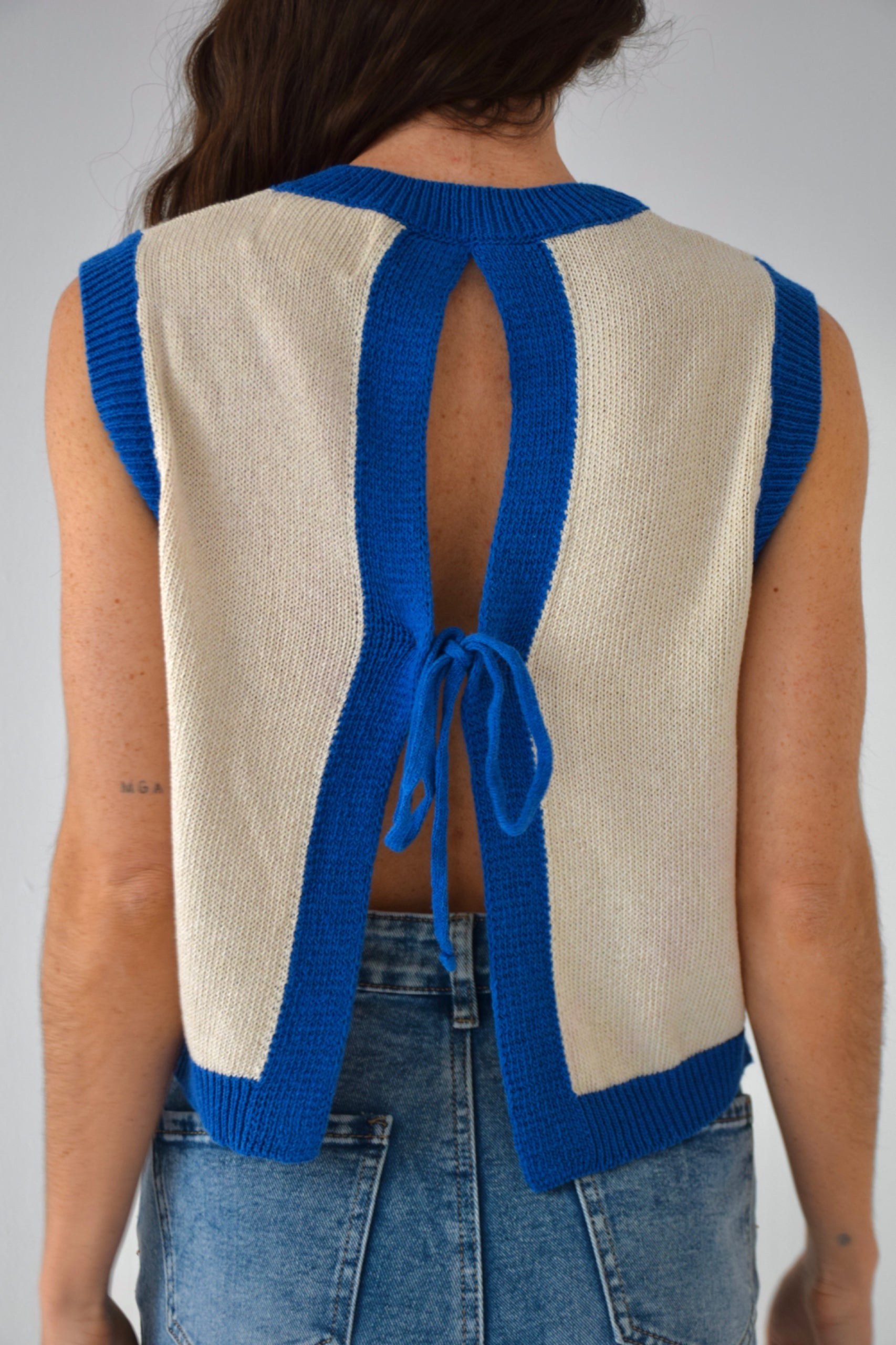 Laila White and Blue Top