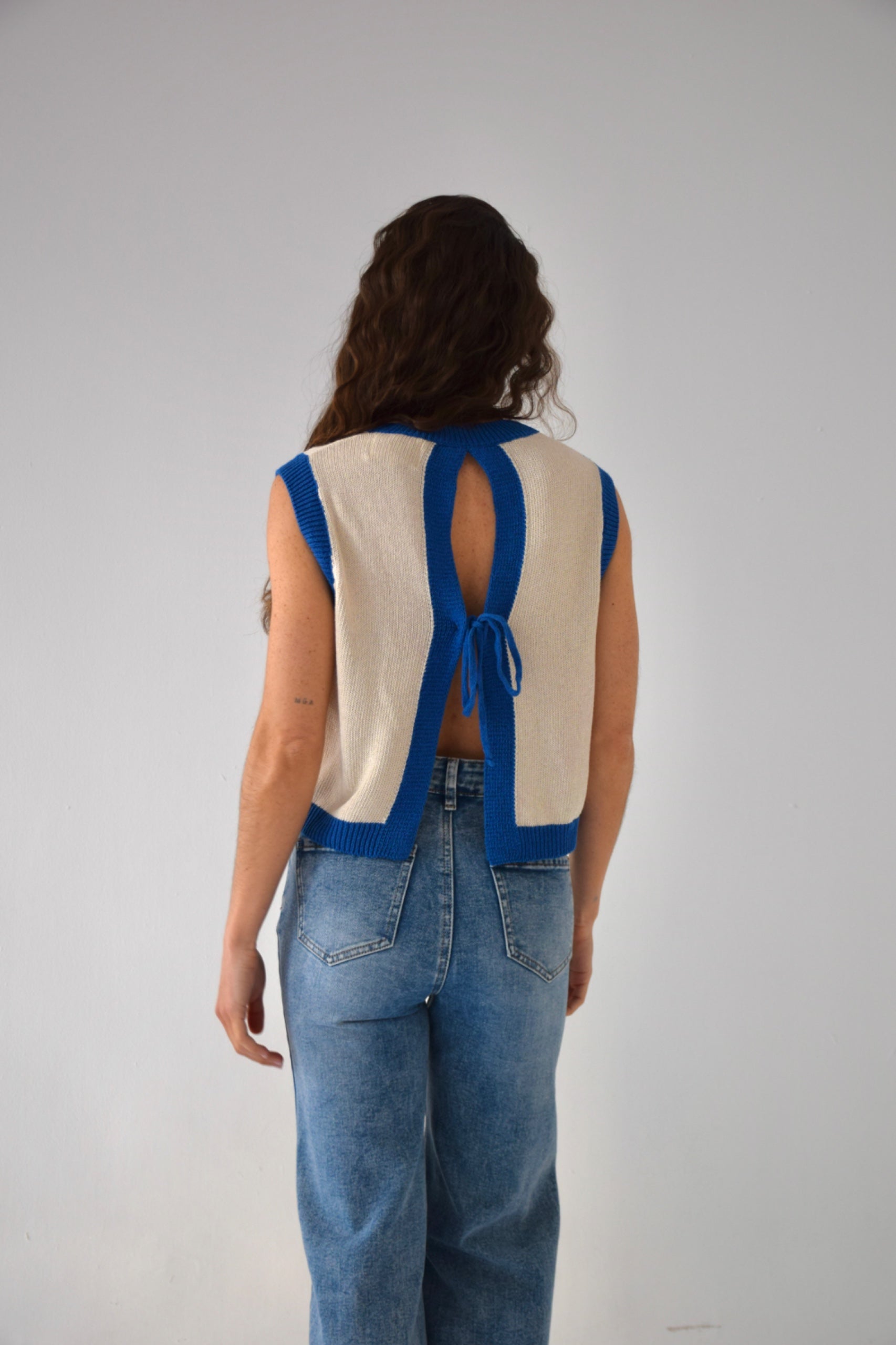 Laila White and Blue Top