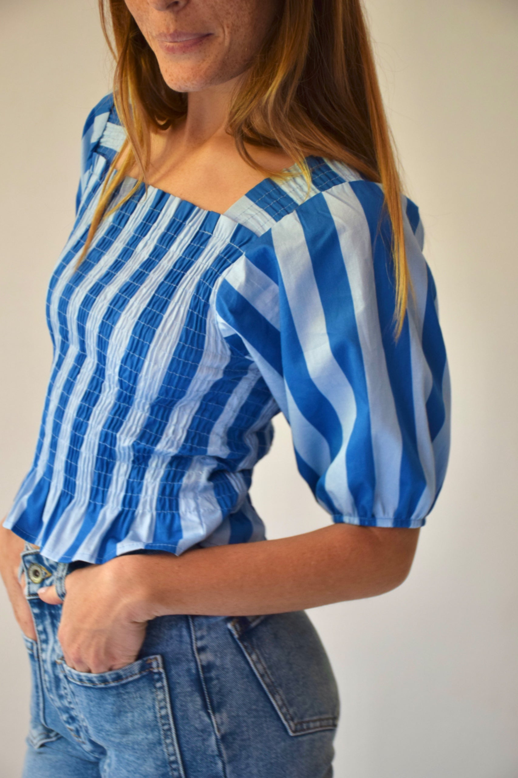 Blue Striped Beth Top