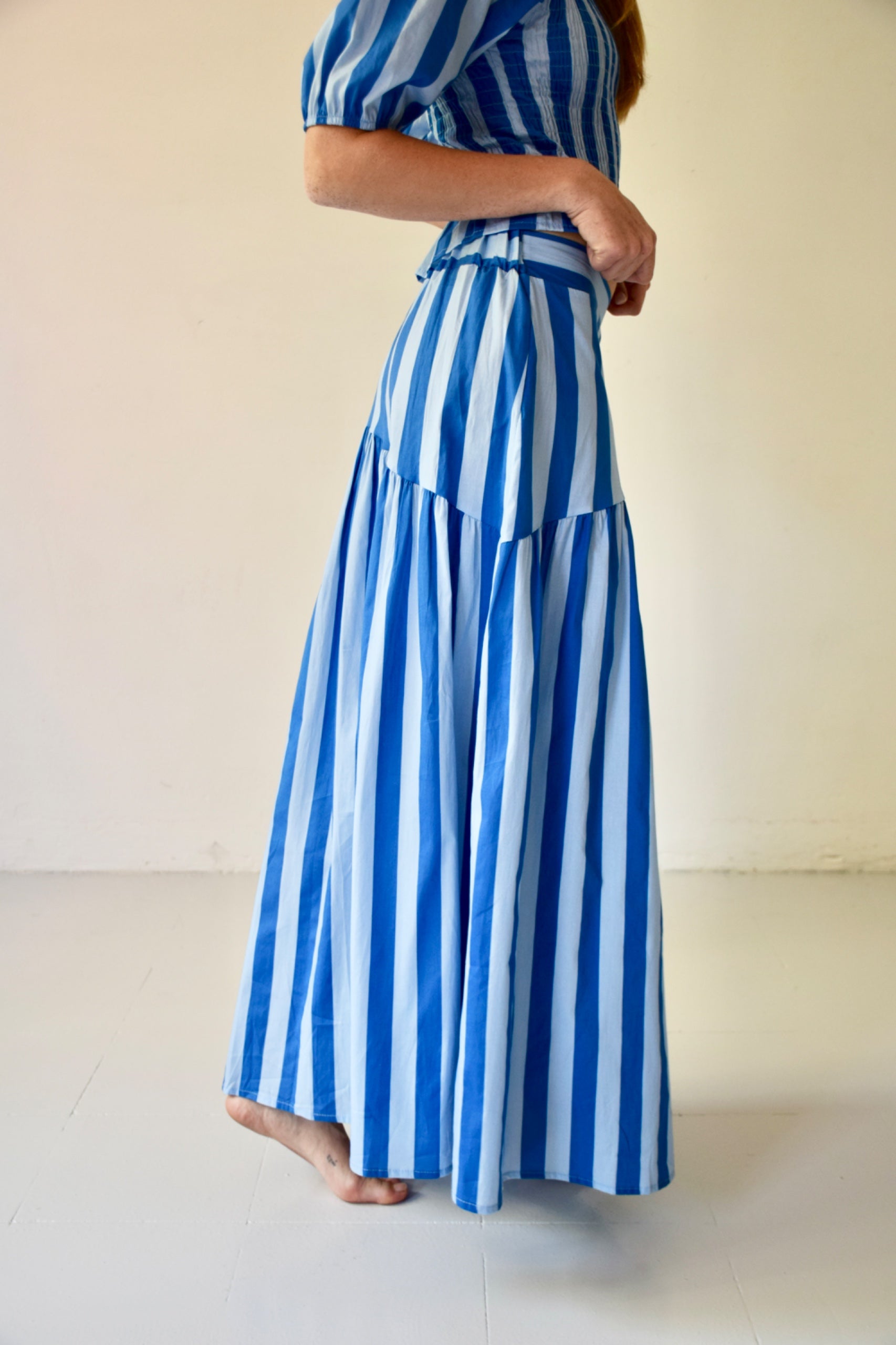 Beth Blue Striped Skirt